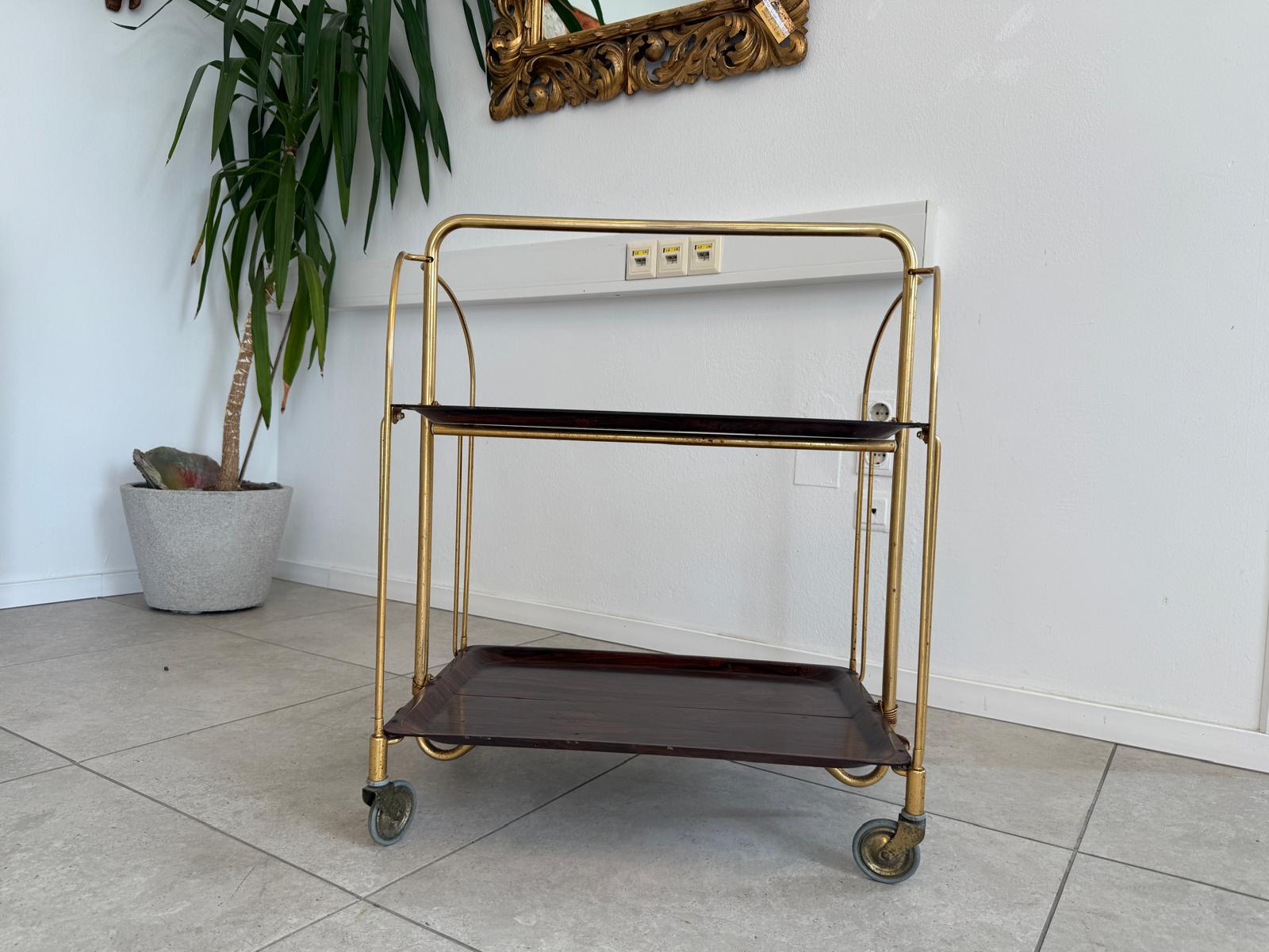 Frühstückwagen Servierwagen Bauhaus Stil Klappbare Funktion G1989
