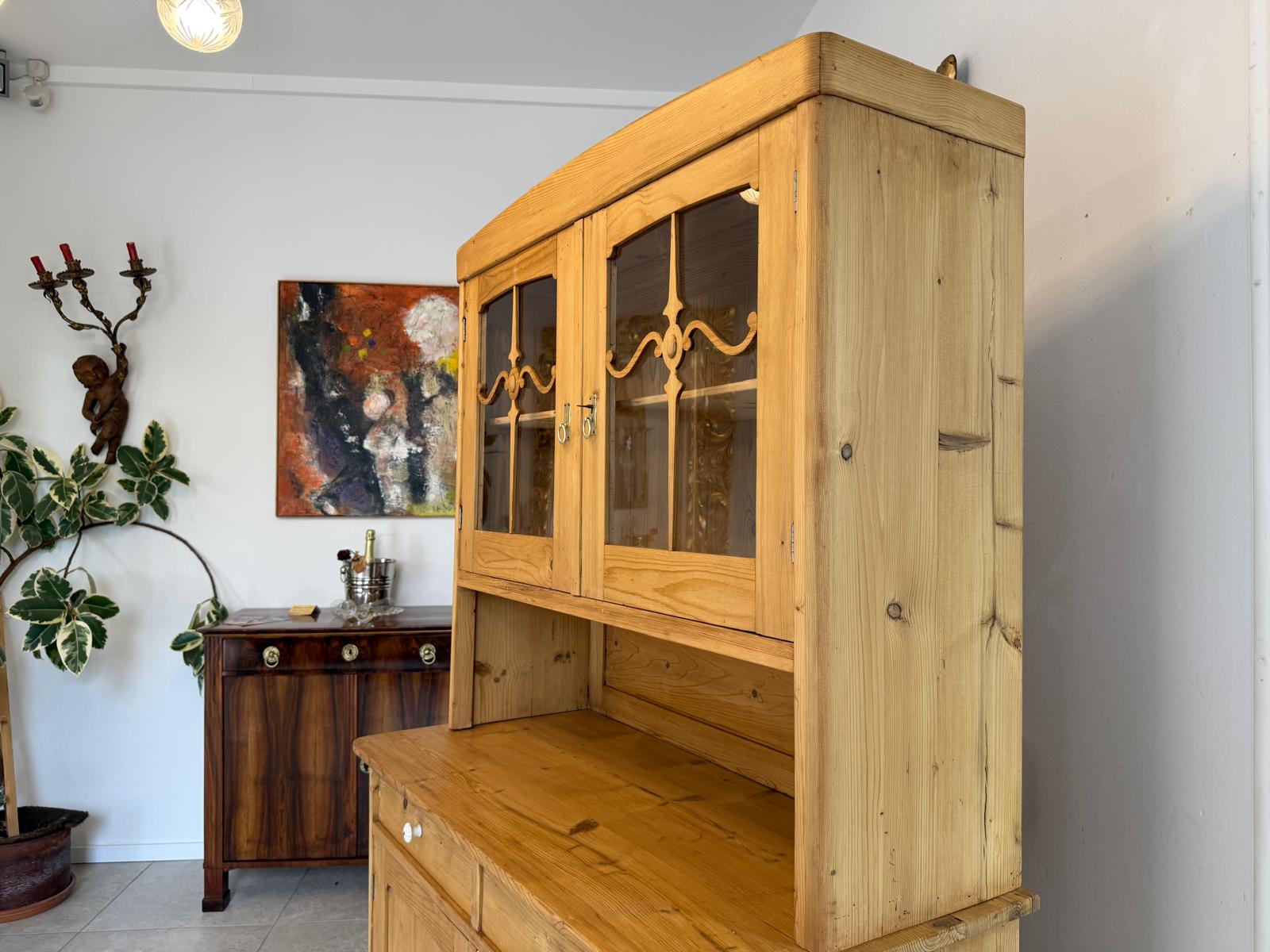 Restaurierte Jugendstil Küchenschrank Vitrinenschrank Bauernschrank G2124