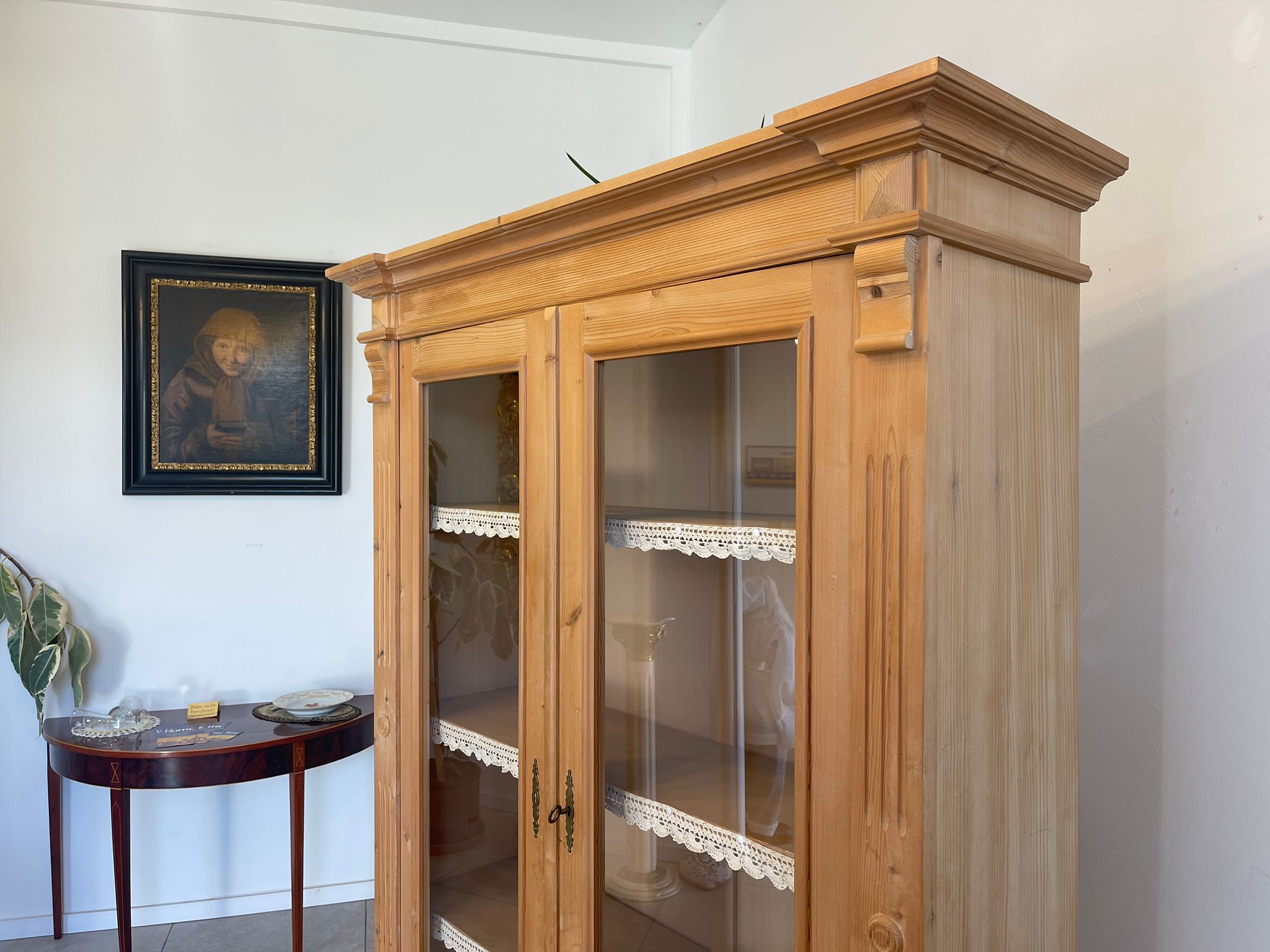 Bäuerliche Vitrine Naturholz Bücherschrank A5137
