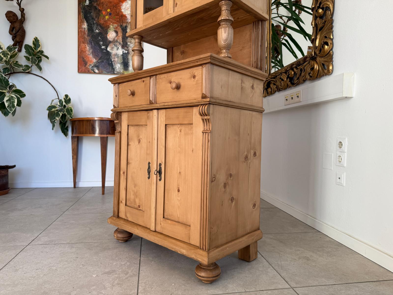 Gründerzeit Küchenkredenz Antike Bauernmöbel Vitrinenschrank G2289