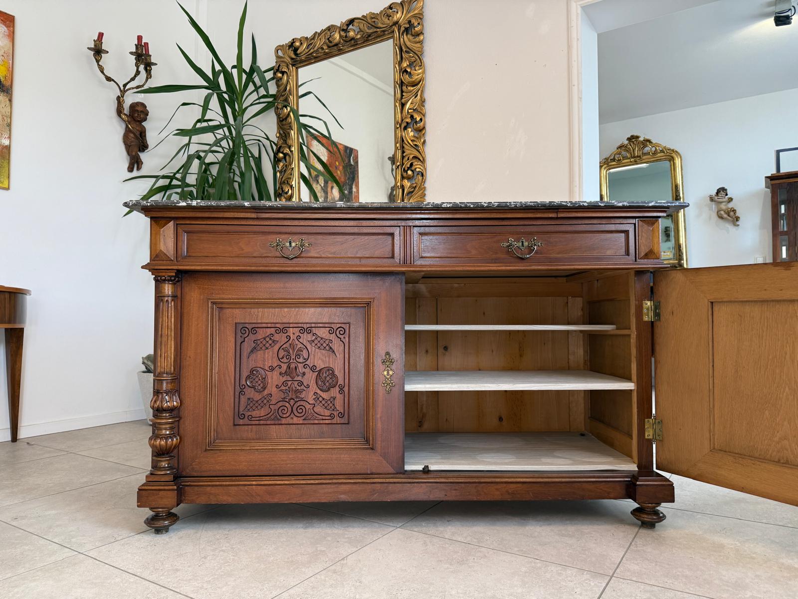 Originale Gründerzeit Anrichte mit Granitplatte Waschtisch Historismus G2769