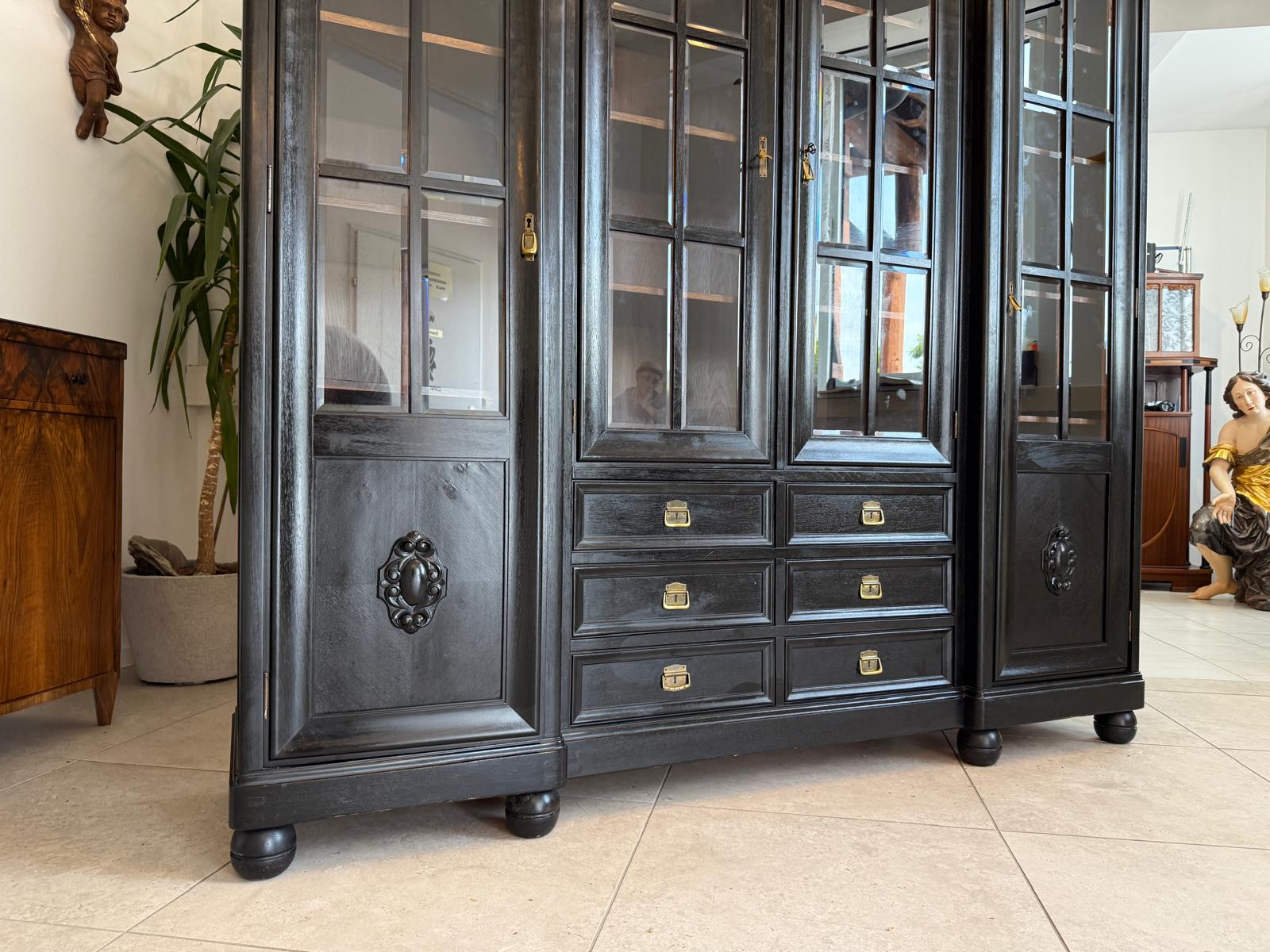 Traum Jugendstil Bücherschrank Büchervitrine Vitrine G1917