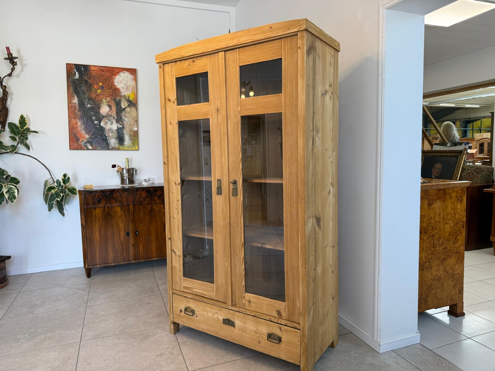 Restaurierte Jugendstil Bauernvitrine Bauernschrank Bücherschrank Antik G1949