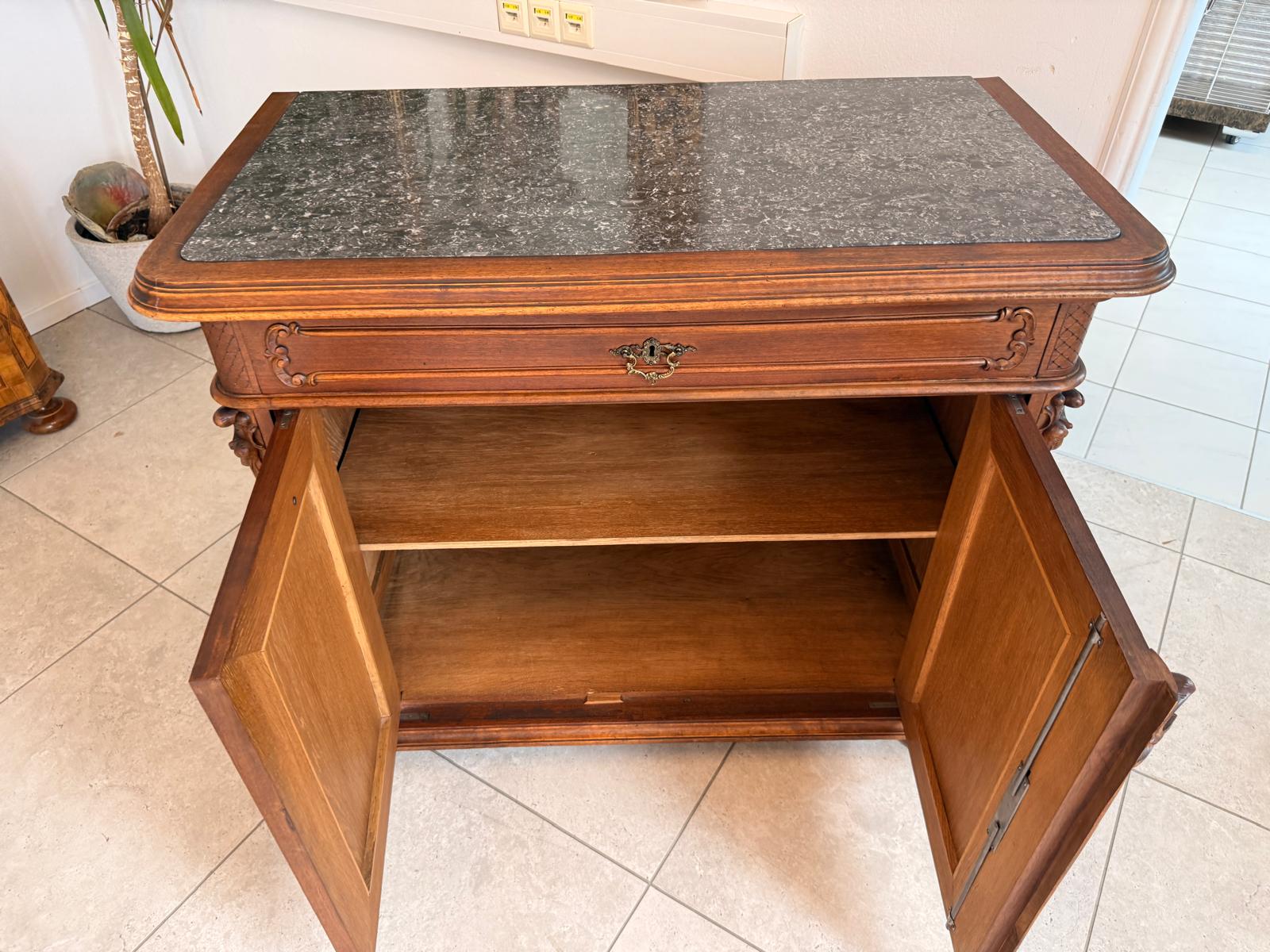 Pfeiferlbarock Anrichte Sideboard Eichenholz Granitplatte D2662