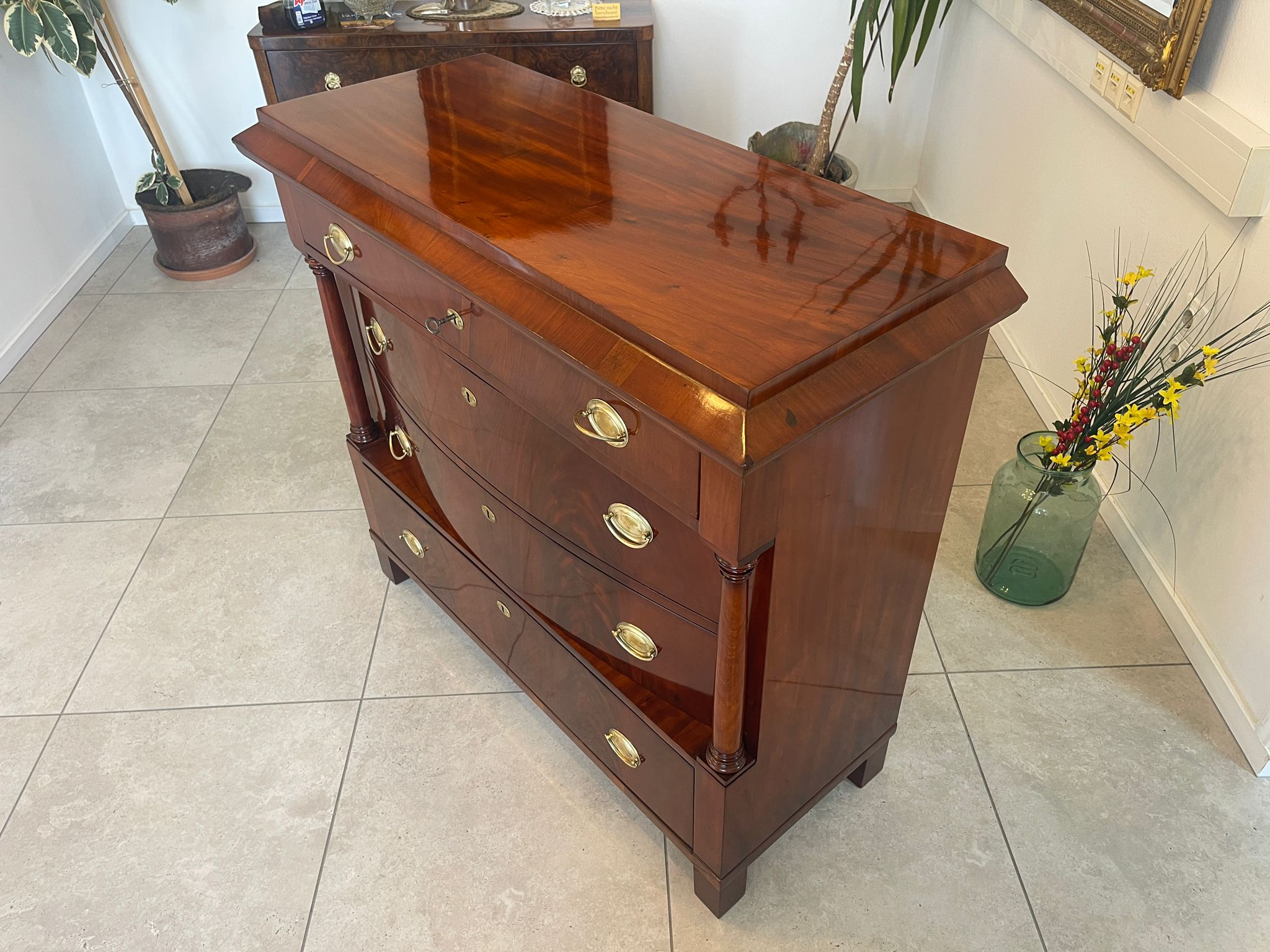 512c8016-22aa-4295-9ed0-52a6d815c744 Sale Restaurierte Biedermeier Kommode Säulen A4629