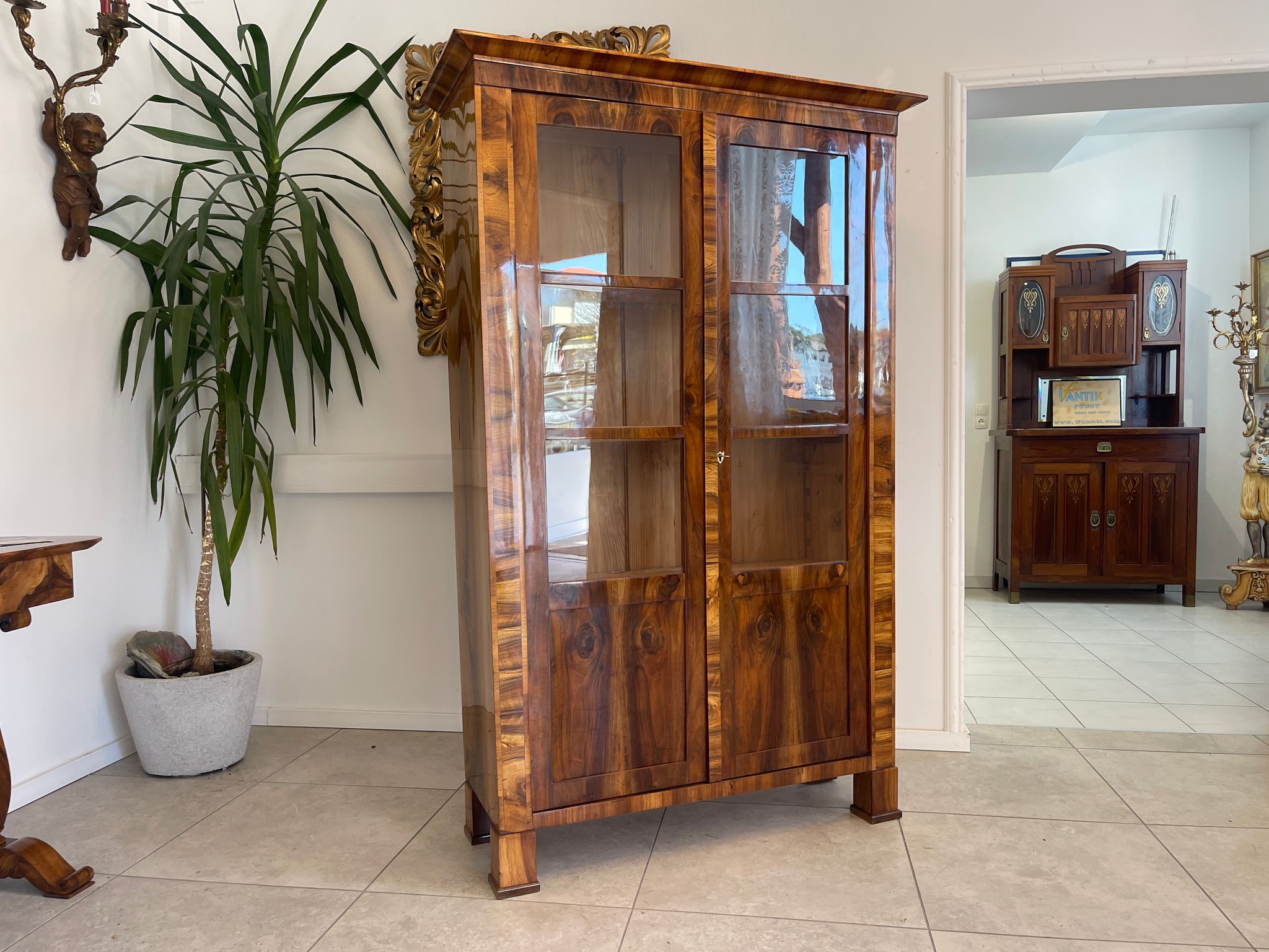SALE Restaurierte Biedermeier Vitrine Bücherschrank Bibliotheksschrank ANTIQUITÄT G1374