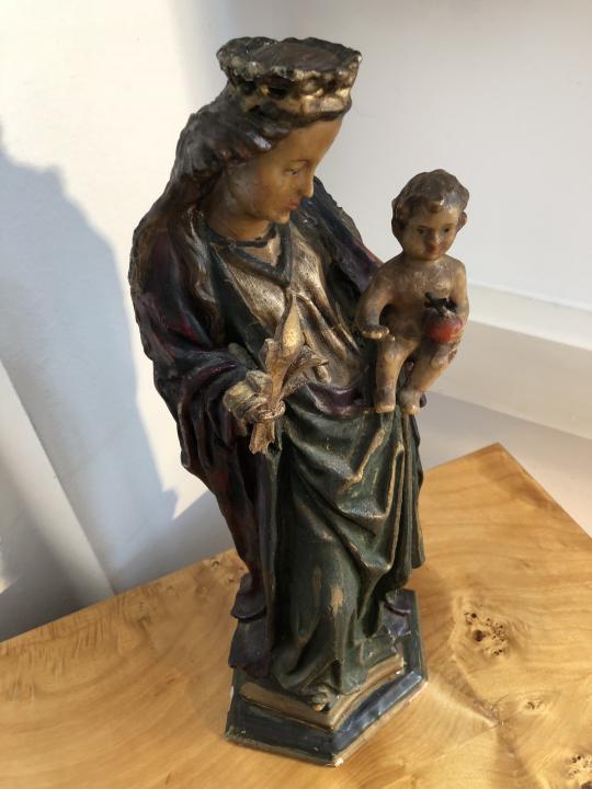 Heiligenfigur Wachsfigur Maria Mutter Gottes mit Kerze X1511