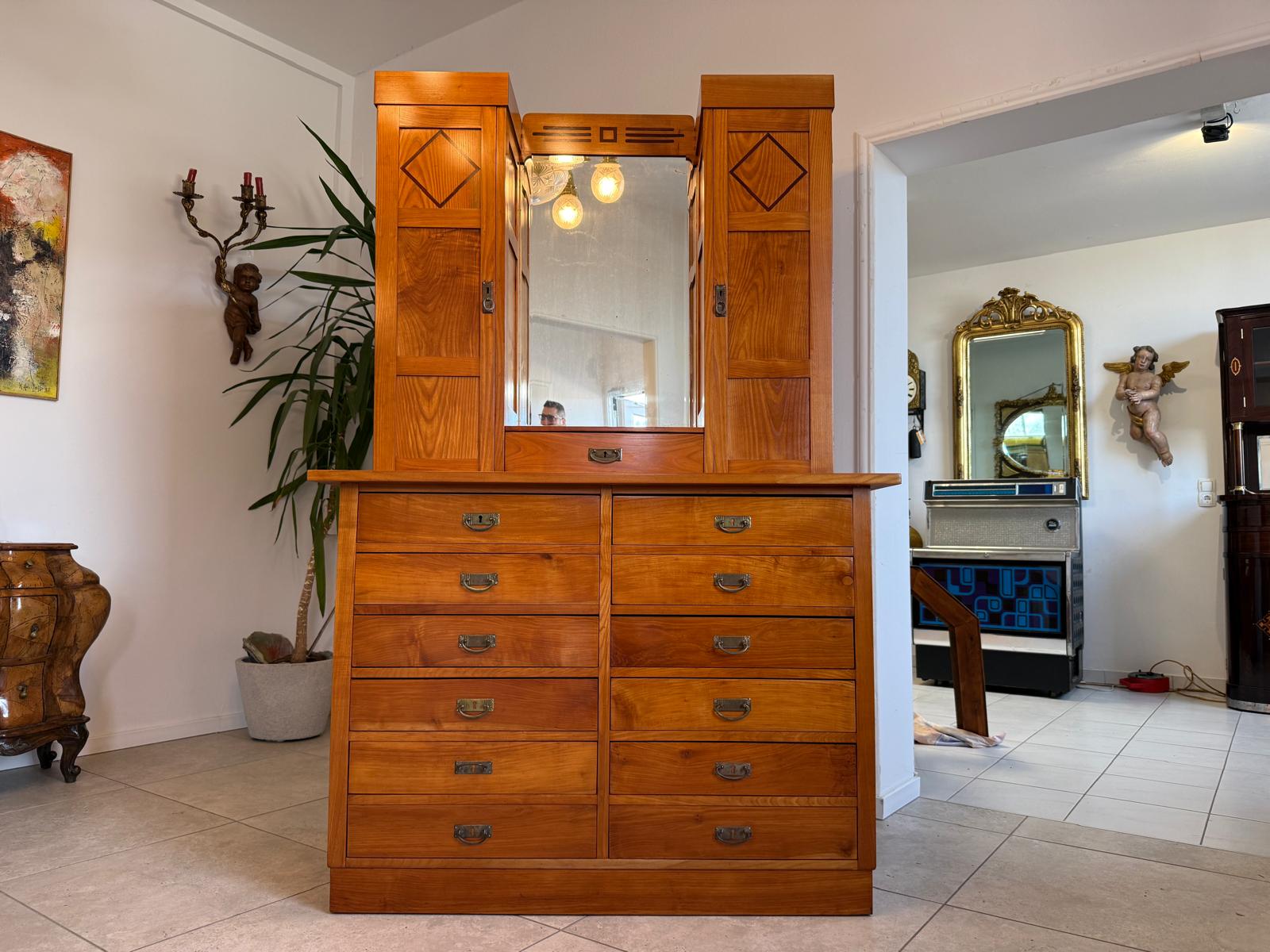 SALE Originale Jugendstil Bücherschrank Kasten Vitrine D1177