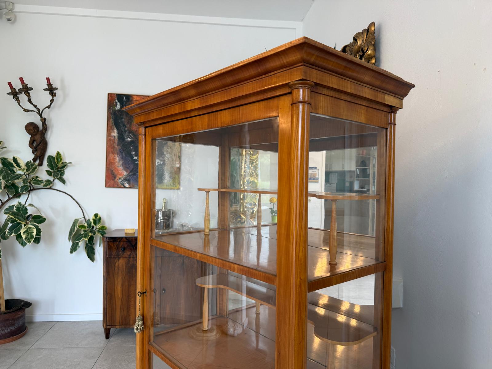 Originale Biedermeier Vitrine Bücherschrank Glasschrank Kirschholz G1885