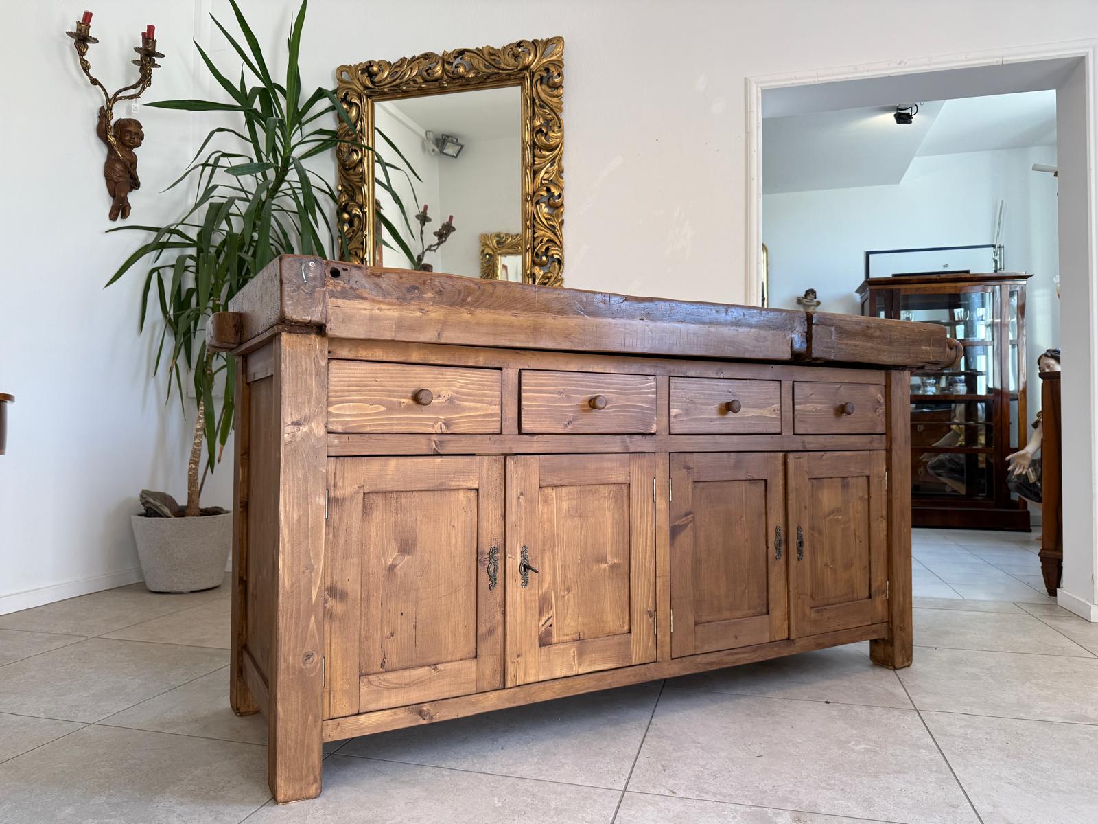 Urige Hobelbank Werkbank Pult Tresen Ladenschrank G2190