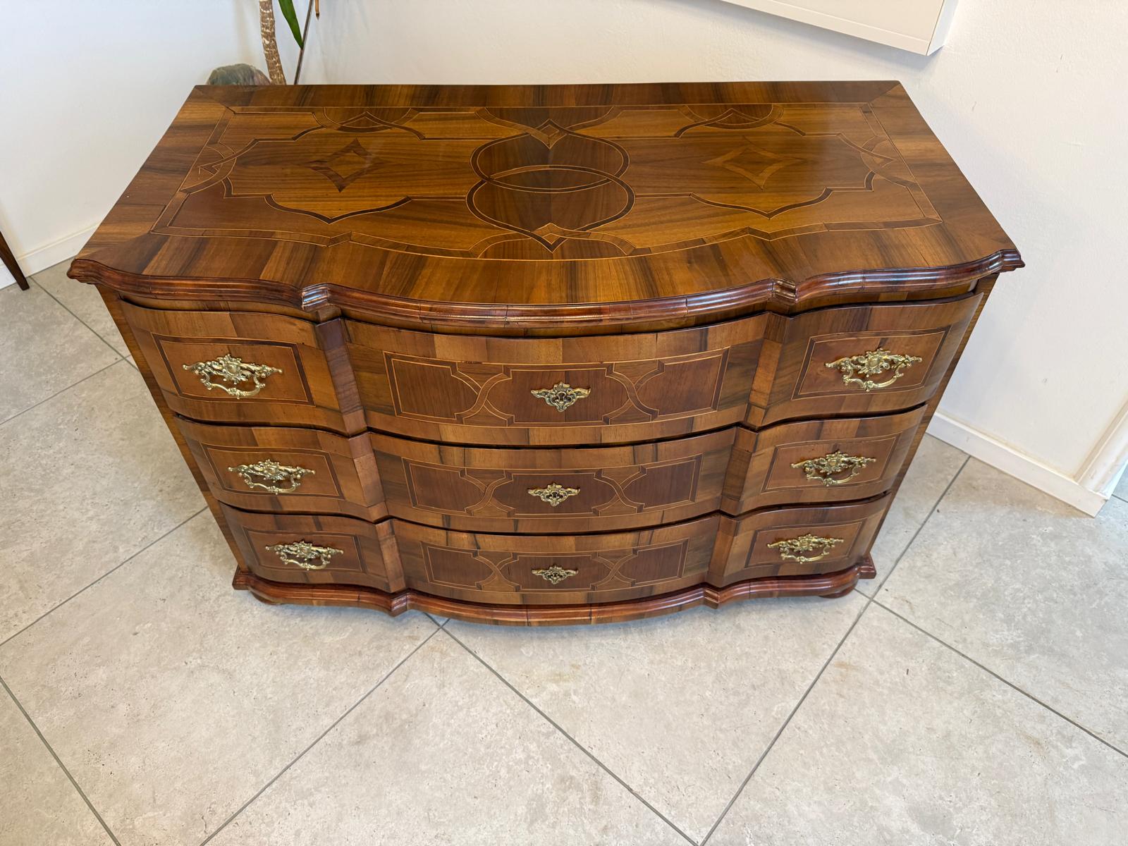 Authentische Barock Kommode Obstholz Marketerien Antiquität Nussholz  G2370