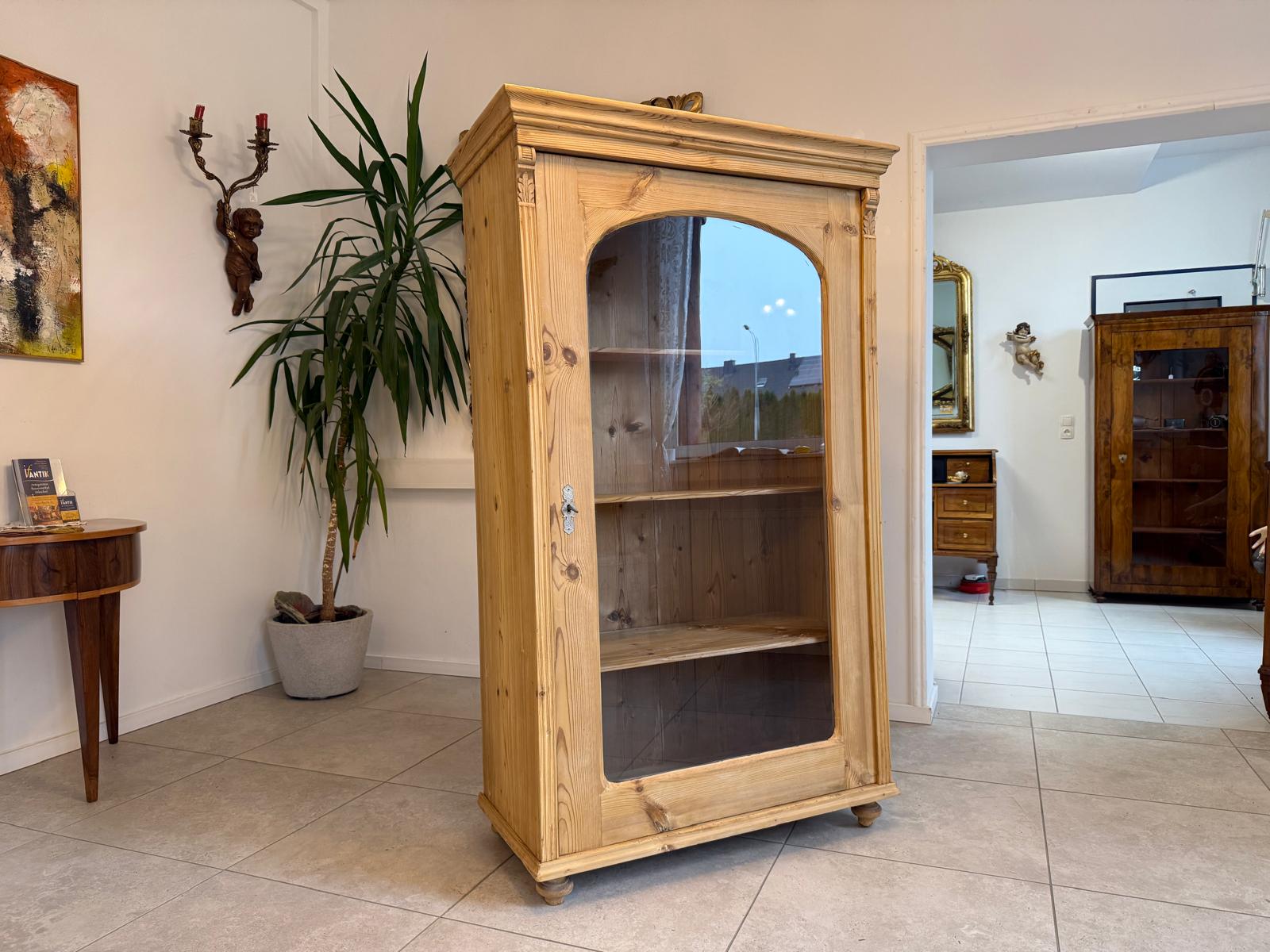 Bäuerliche Gründerzeit Vitrine Bauernvitrine Bauernschrank Naturholz G2216