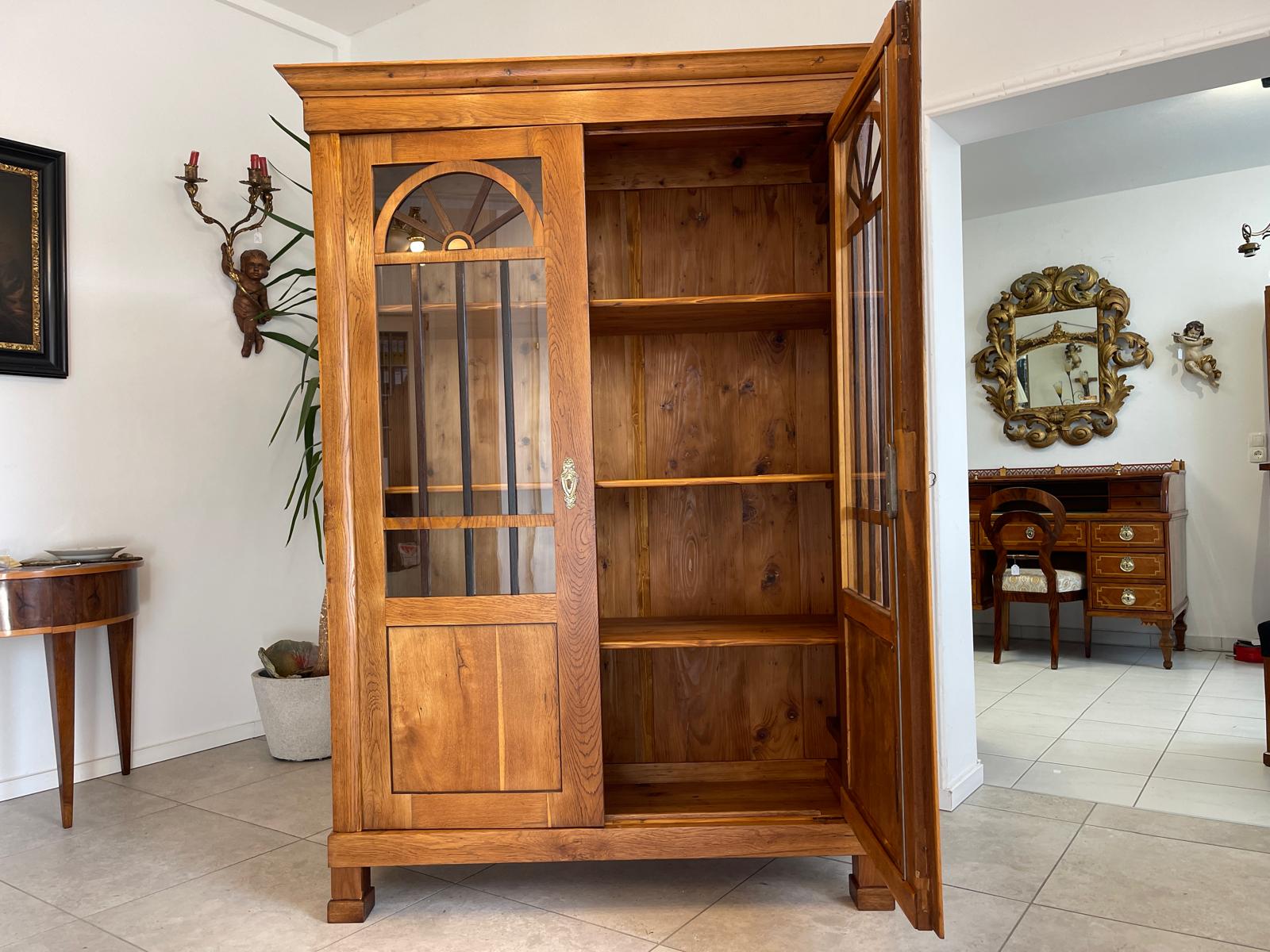 SALE Biedermeier Vitrine Bücherschrank Sammlervitrine Eichenholz Antiquität G1133