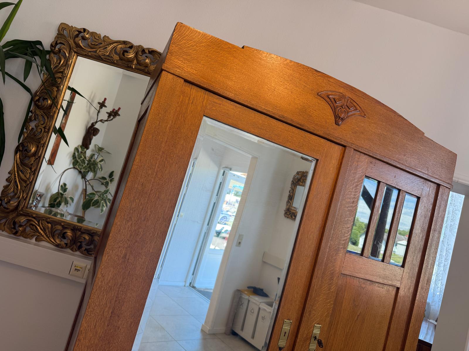 Originaler Jugendstil Garderobenschrank Spiegelschrank D2786