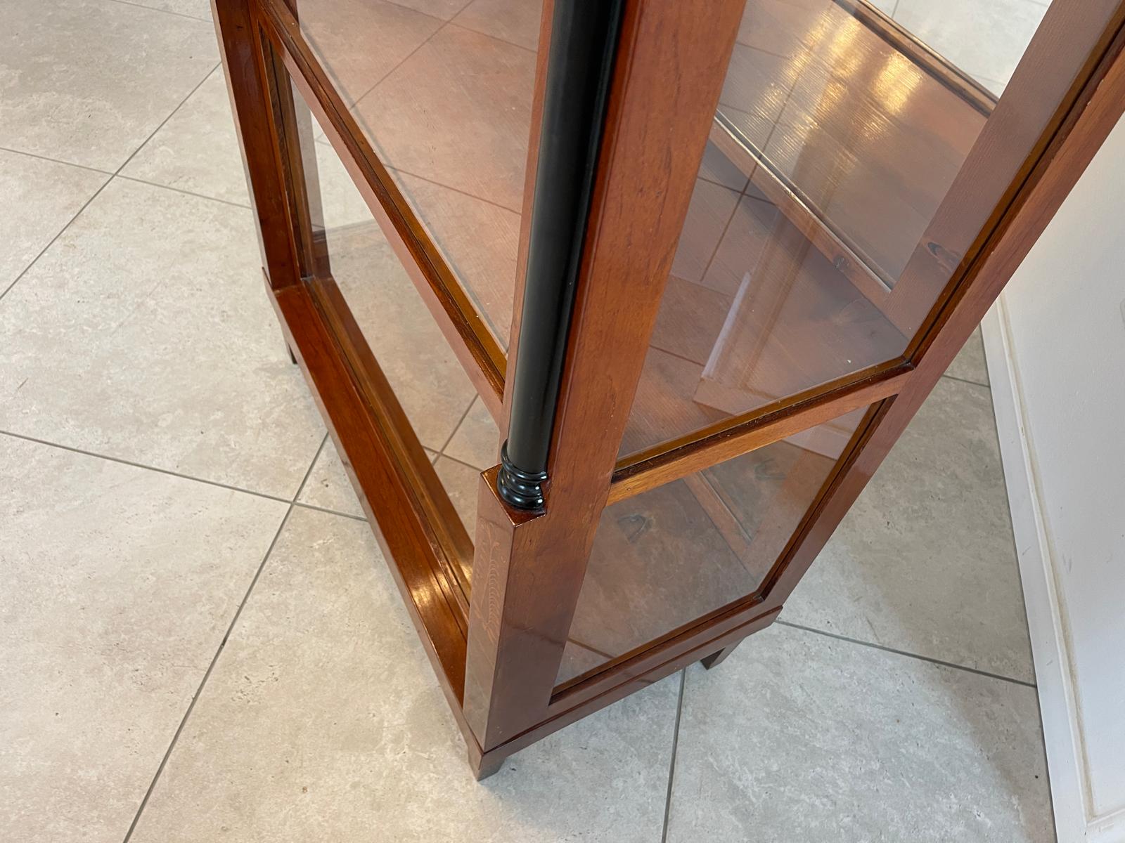 Originale Biedermeier Säulen Vitrine Glasschrank Antiquität Bücherschrank G1673