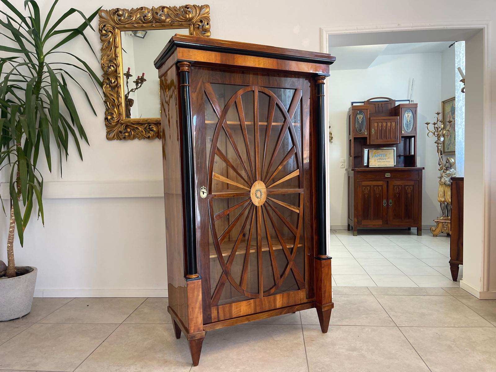 Sale Empire Vitrine Sonnenvitrine Bücherschrank Bibliotheksschrank NussholzAntiquität G1373-1
