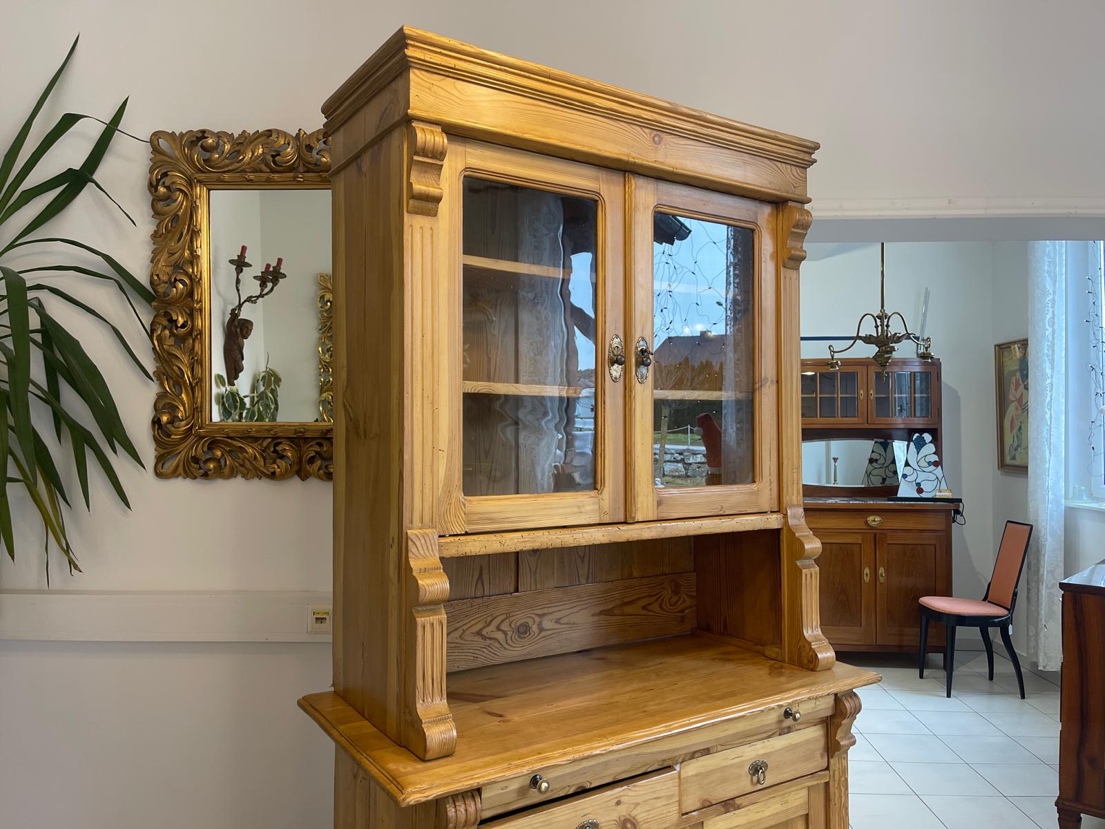 Original Gründerzeit Küchenschrank Vitrinenschrank A5169