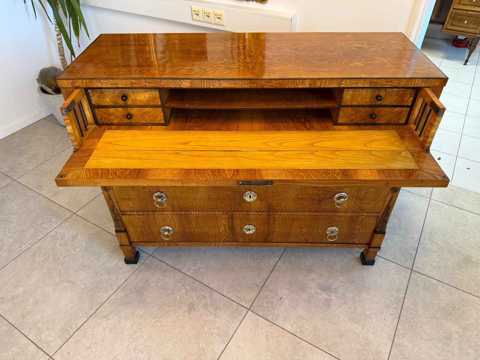 SALE Restaurierte Biedermeier Schreibkommode Eschenholz Antiquität Antikmöbel G2157