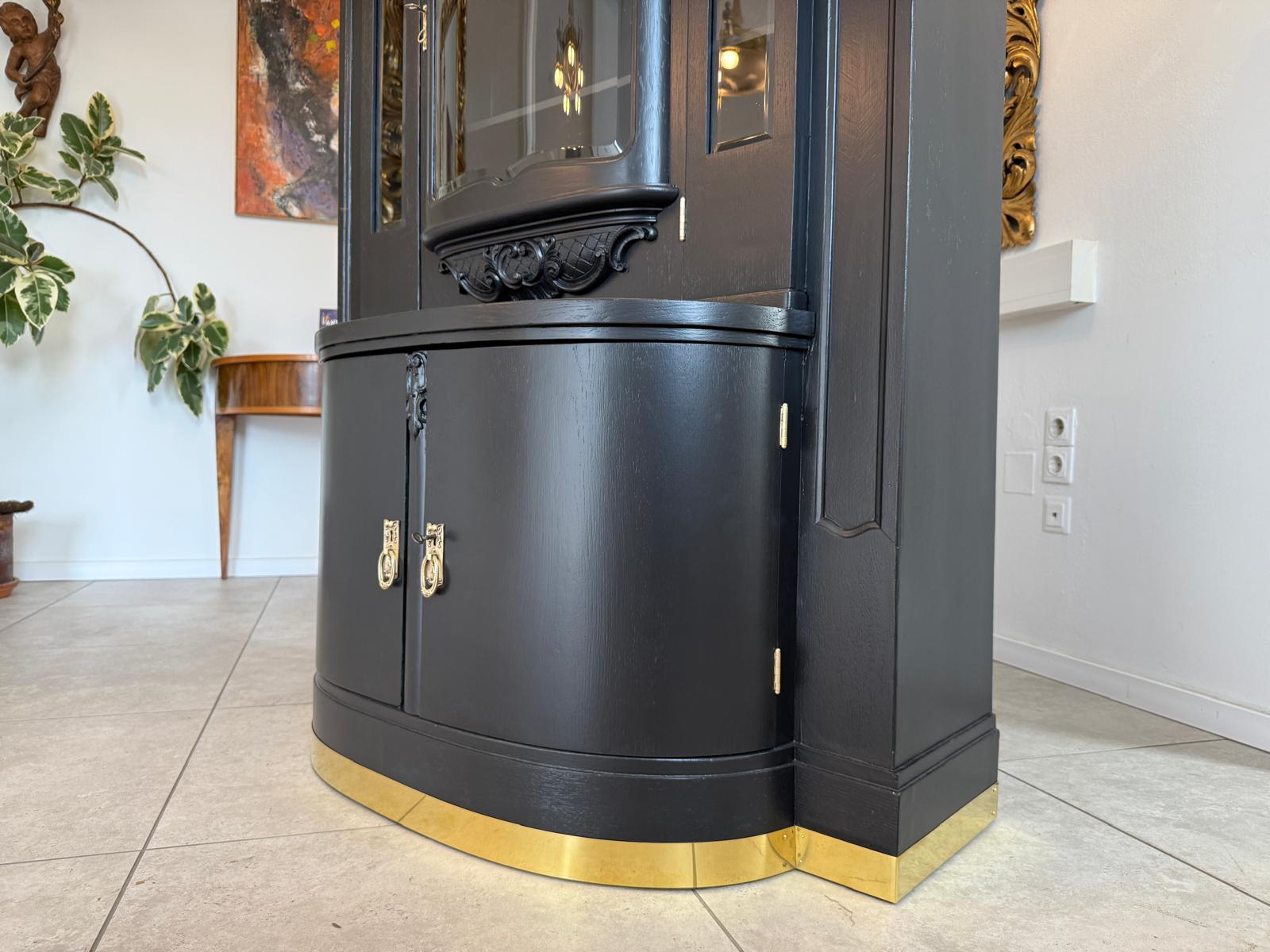Restauriertes Jugendstil Aufsatzbuffet Bücherschrank Schwarz Antik G2172-1