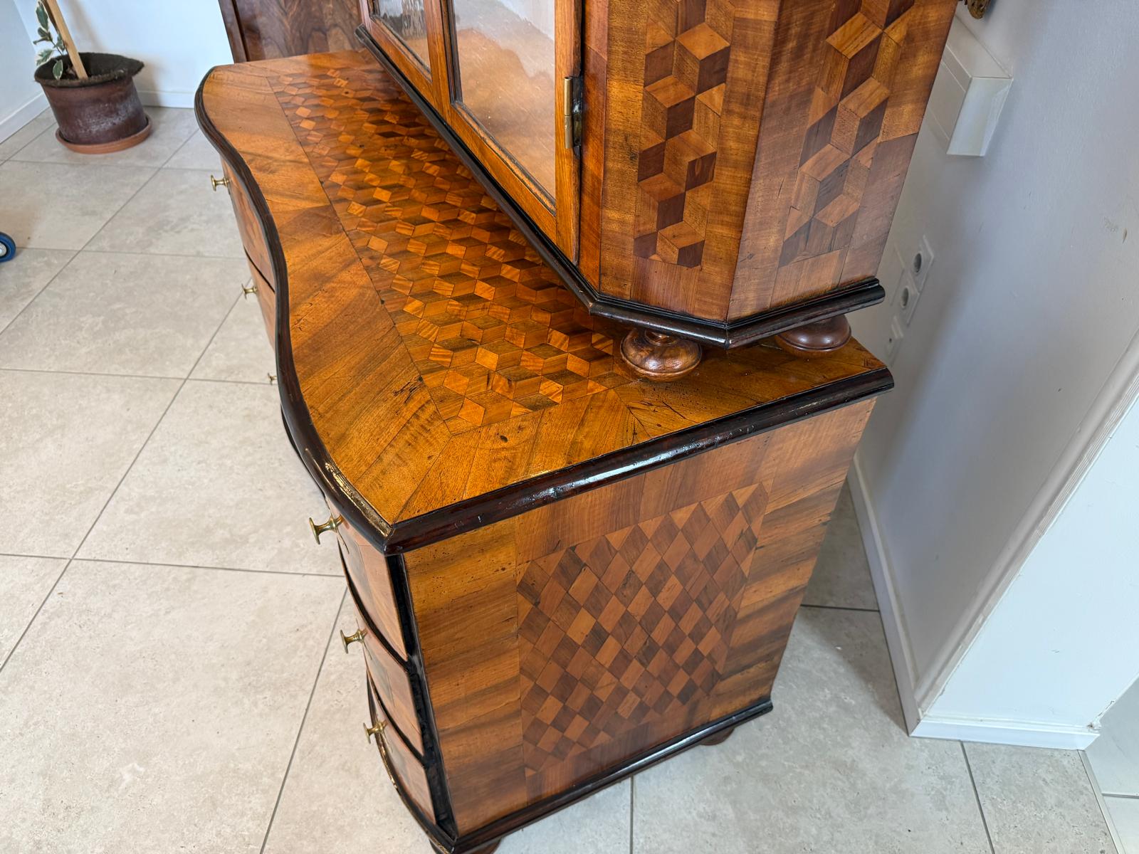 Originale Aufsatzvitrine Aufsatzkommode Vitrine Antiquität Tabernakl D1145