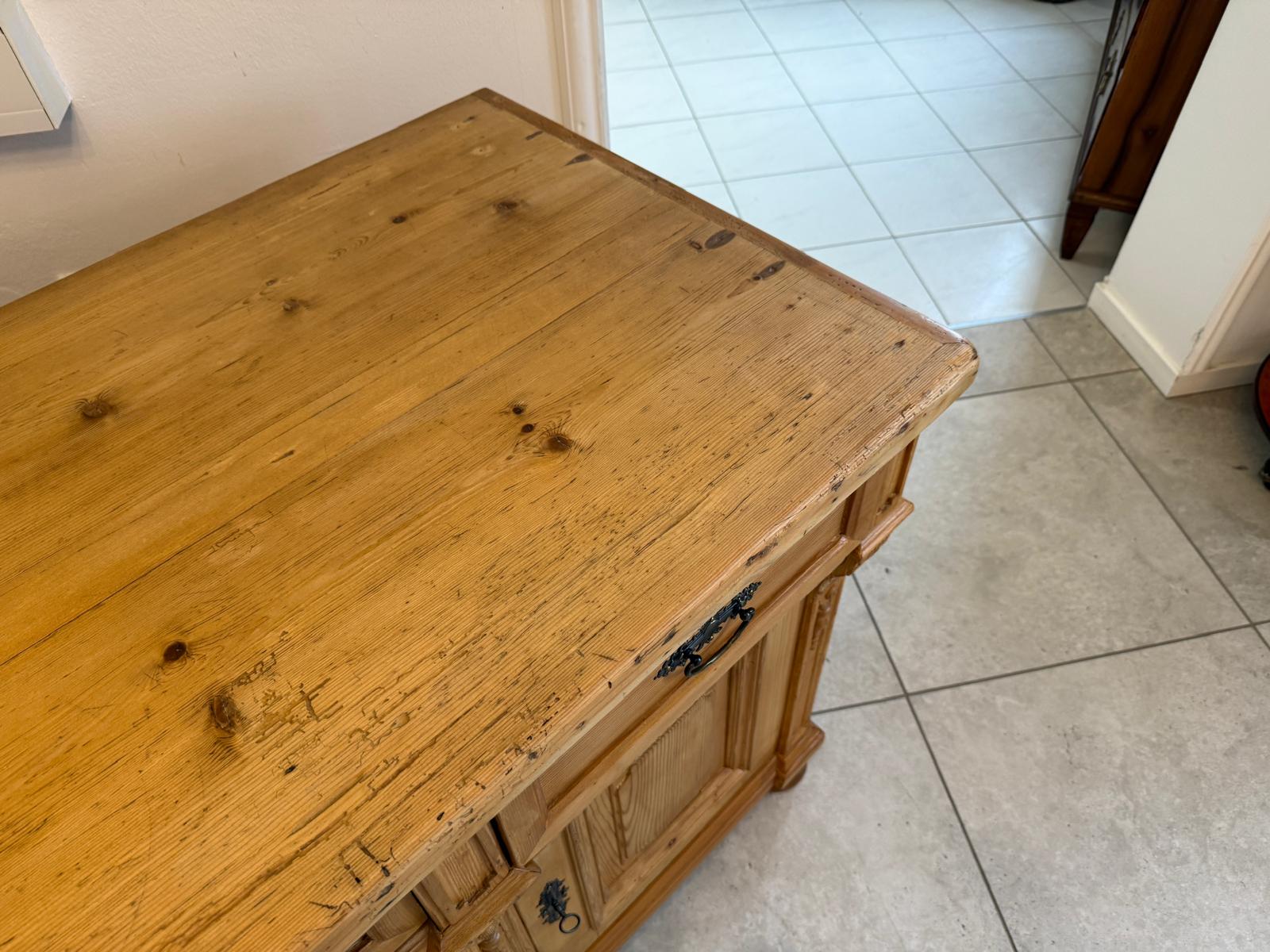 Bäuerliche Gründerzeit Anrichte Antik Kommode Naturholz Weichholz D1060