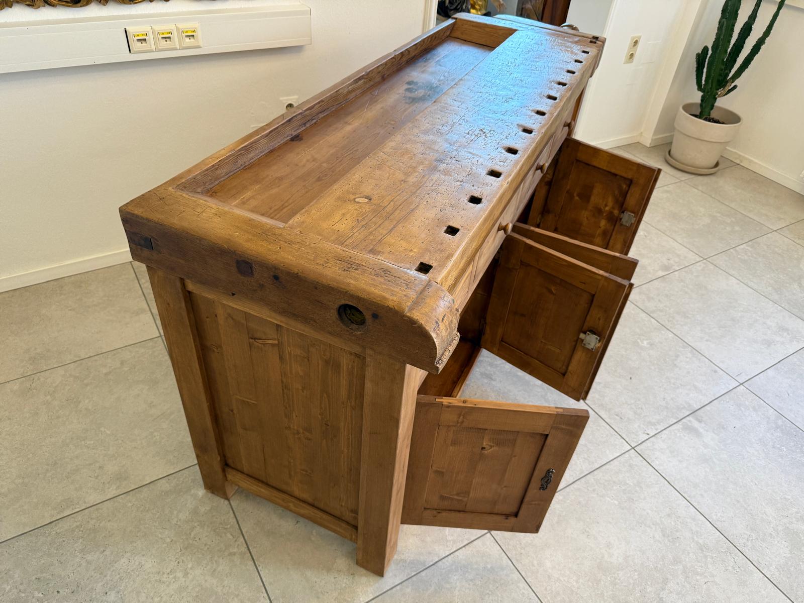 Urige Hobelbank Werkbank Pult Tresen Ladenschrank G2179-1