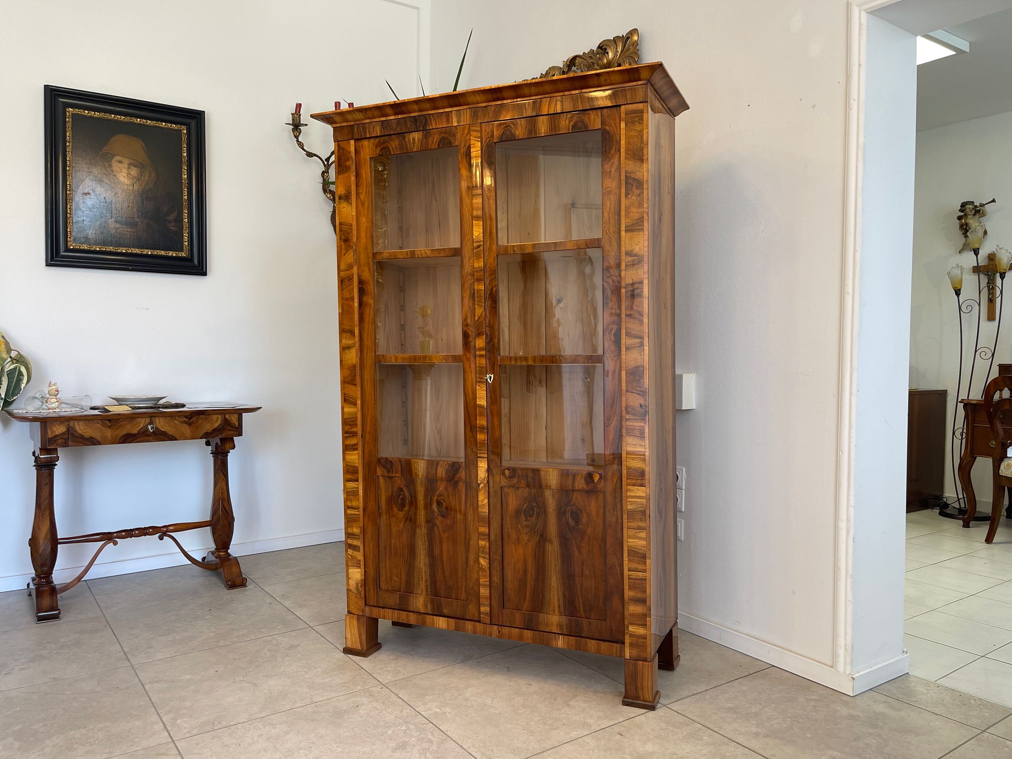 SALE Restaurierte Biedermeier Vitrine Bücherschrank Bibliotheksschrank ANTIQUITÄT G1374