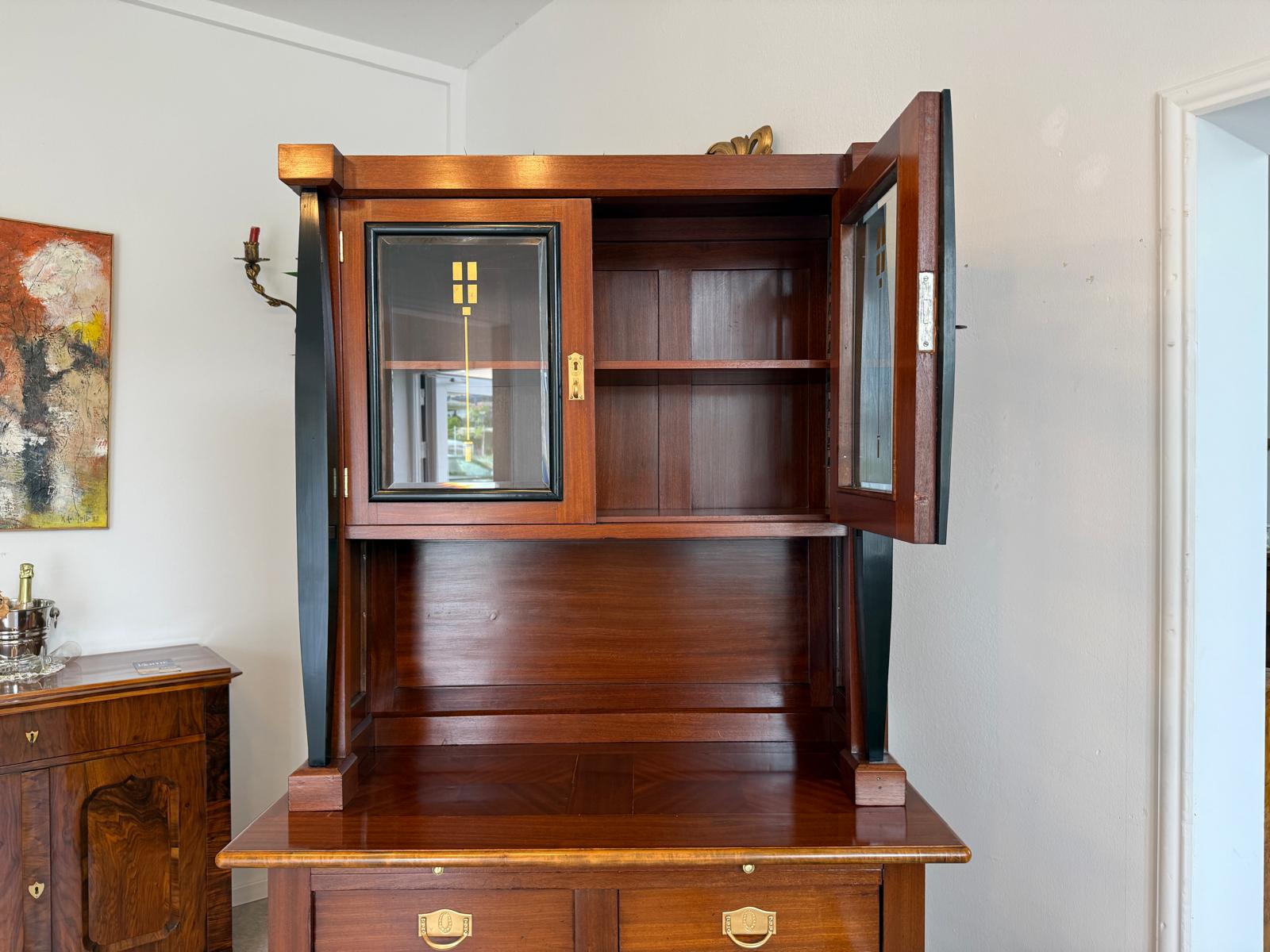 Restauriert Jugendstil Kredenz Bücherschrank Antiquität G1859