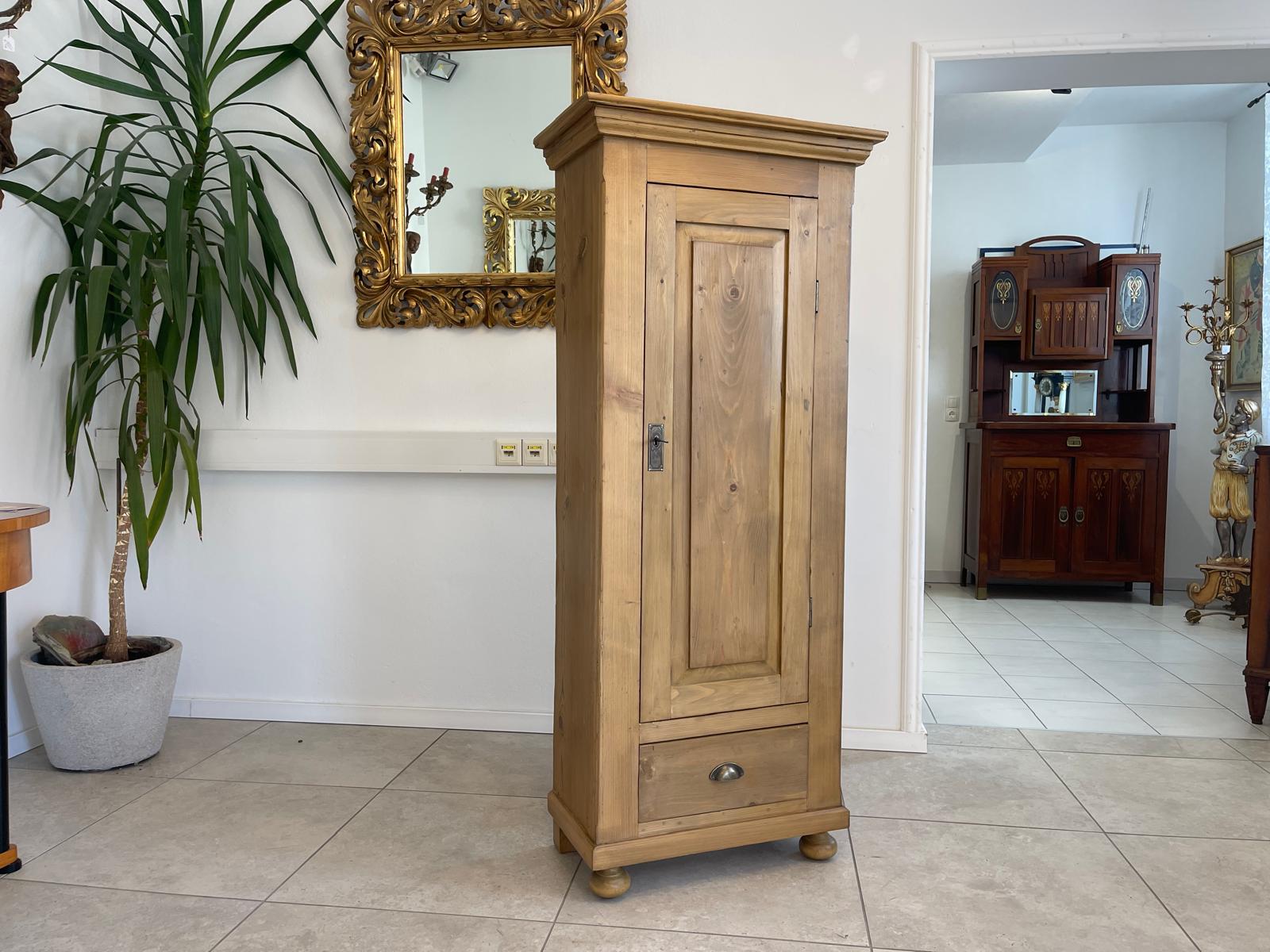 Bäuerlicher 1 türiger Bauernschrank Jugendstil Naturholzschrank G1320