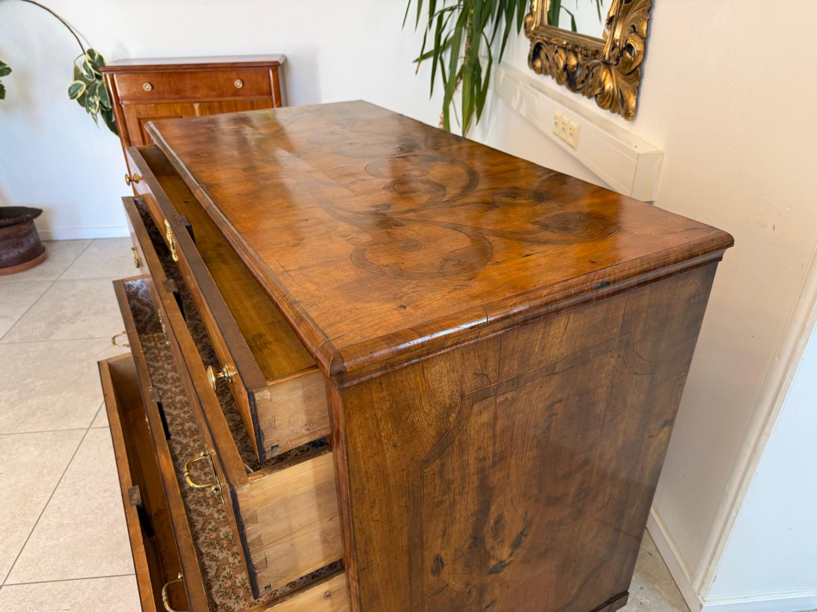 Biedermeier Kommode 3 Ladenkommode Nussholz Authentische Antiquität D1211