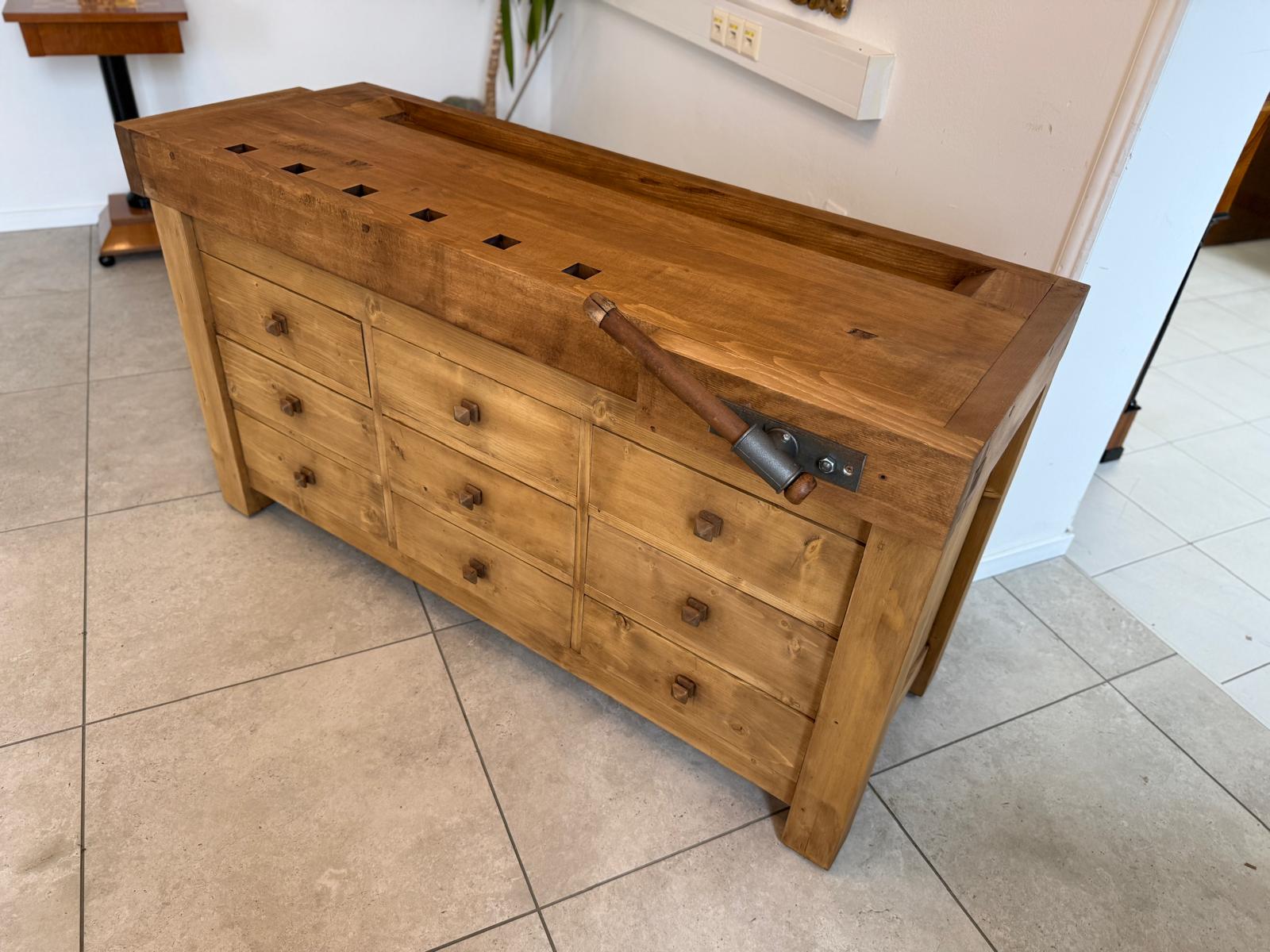 Hobelbank,Werkbank Ladentisch Antik Massivholz D2275