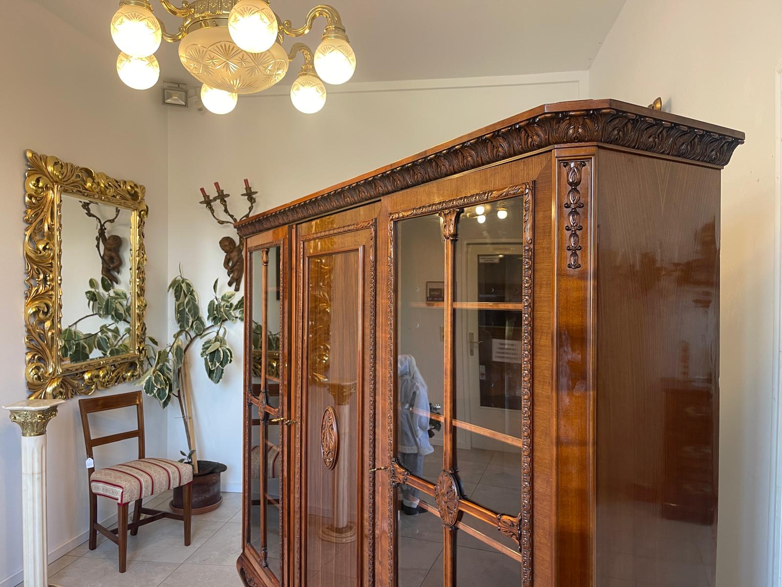 Bücherschrank Barock Barockstil Vitrine Glasschrank Wohnzimmerschrank A5149