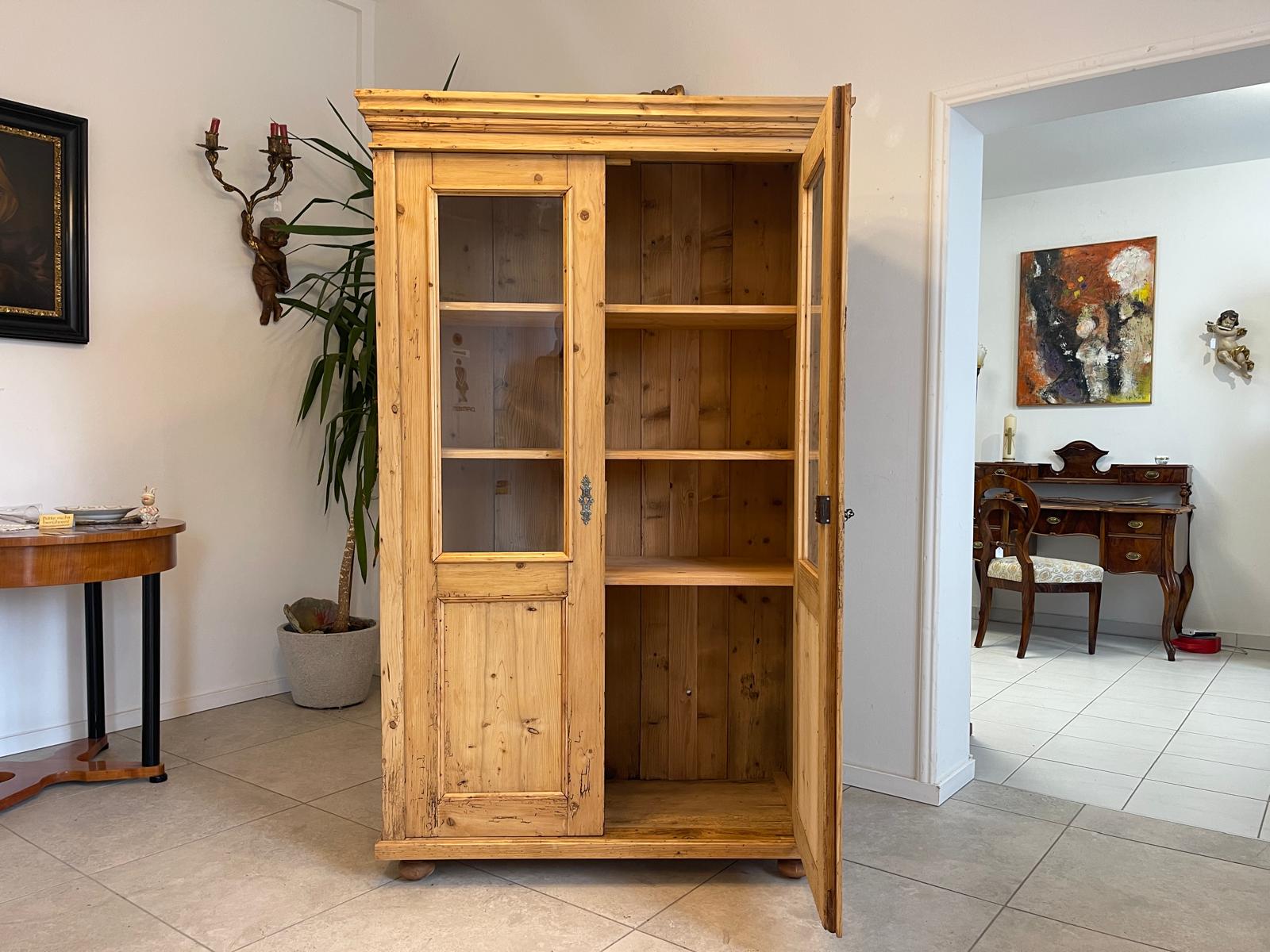 Originale Vitrine Glasvitirne Bücherschrank Bauernvitrine Antik Bauernkasten G1351