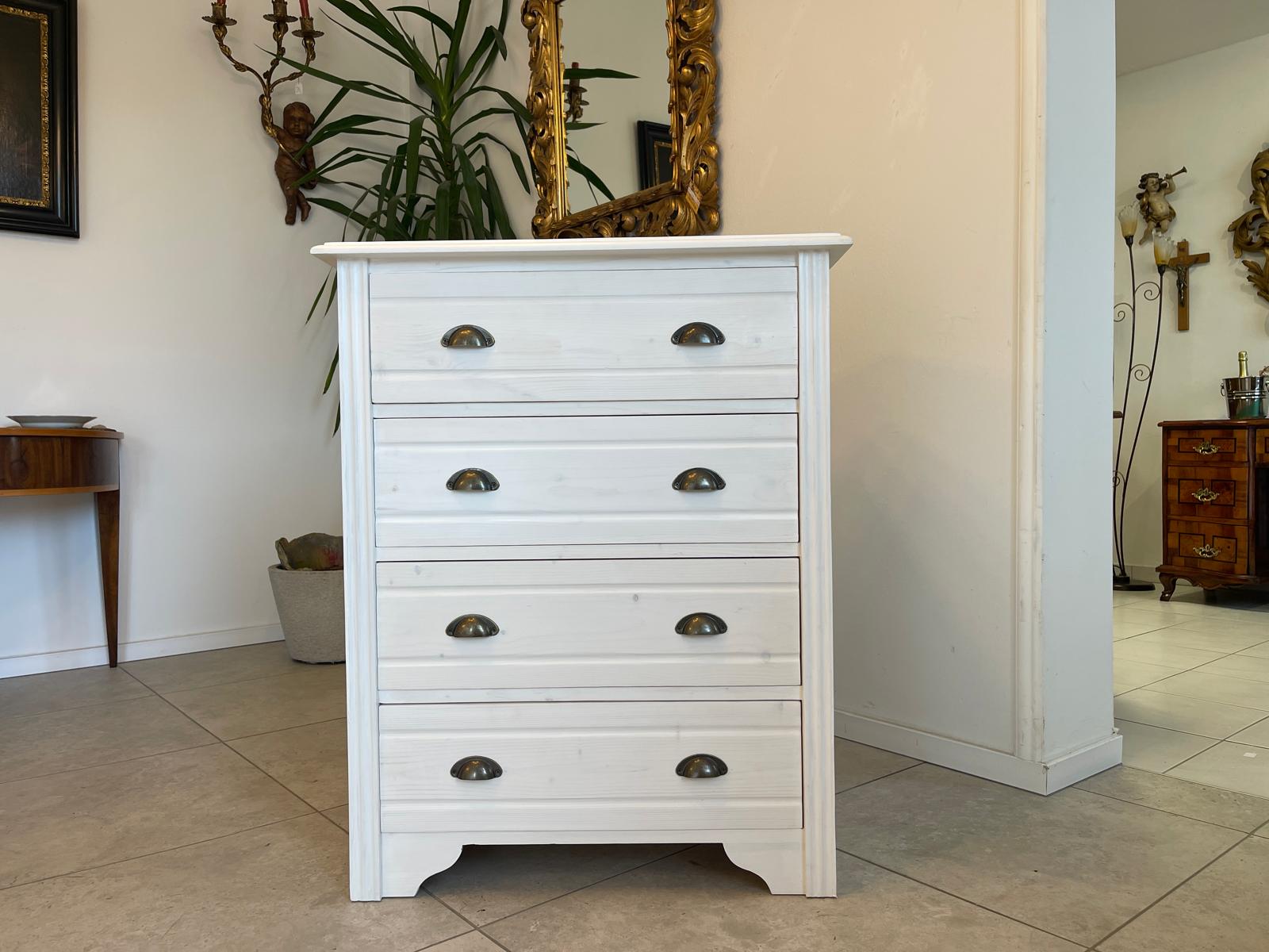 Bäuerliche Anrichte Sideboard Kommode Naturholz Fichtenholz Weiss G1073