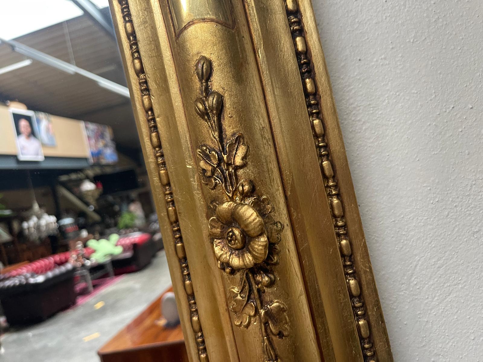 Originaler vergoldeter Biedermeier Spiegel Holzspiegel Rosenspiegel G1337