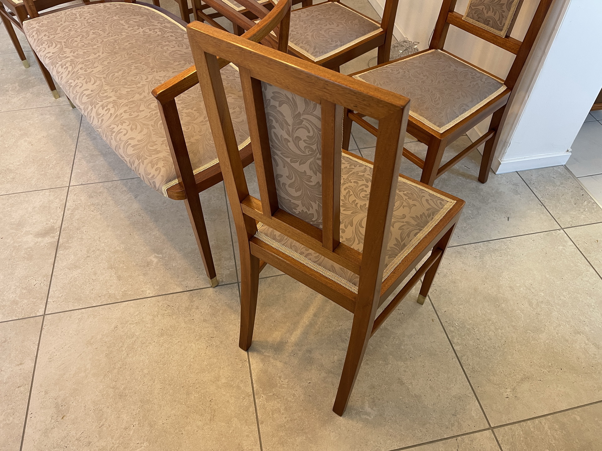 biedermeier-31 Restaurierte Jugendstil Couchgruppe mit Sofa und Stühlen, Hartholz, B19993