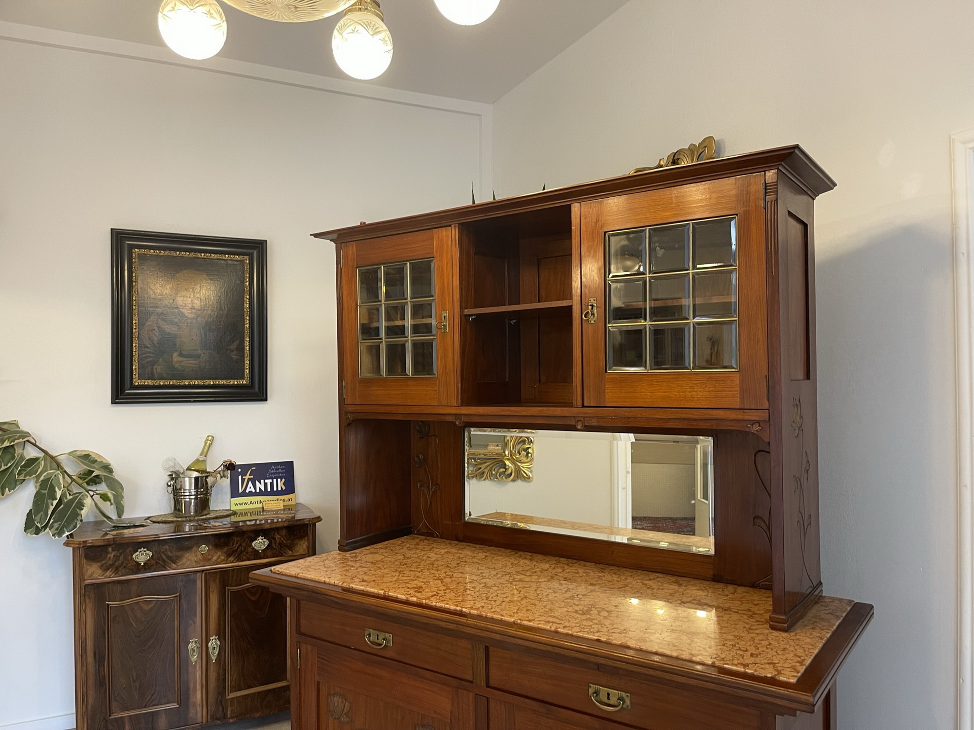 Jugendstil Aufsatzbuffet Bücherschrank Original  B1571