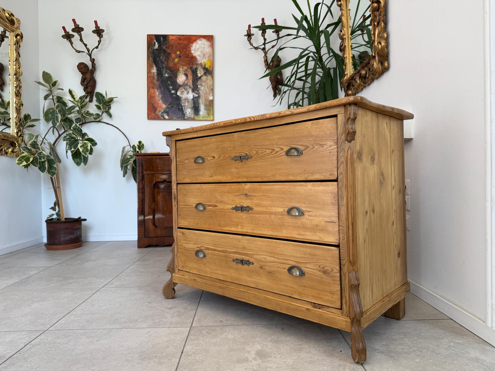 Restaurierte Gründerzeit 3 Laden Kommode Luize Phillipe Weichholz G1845