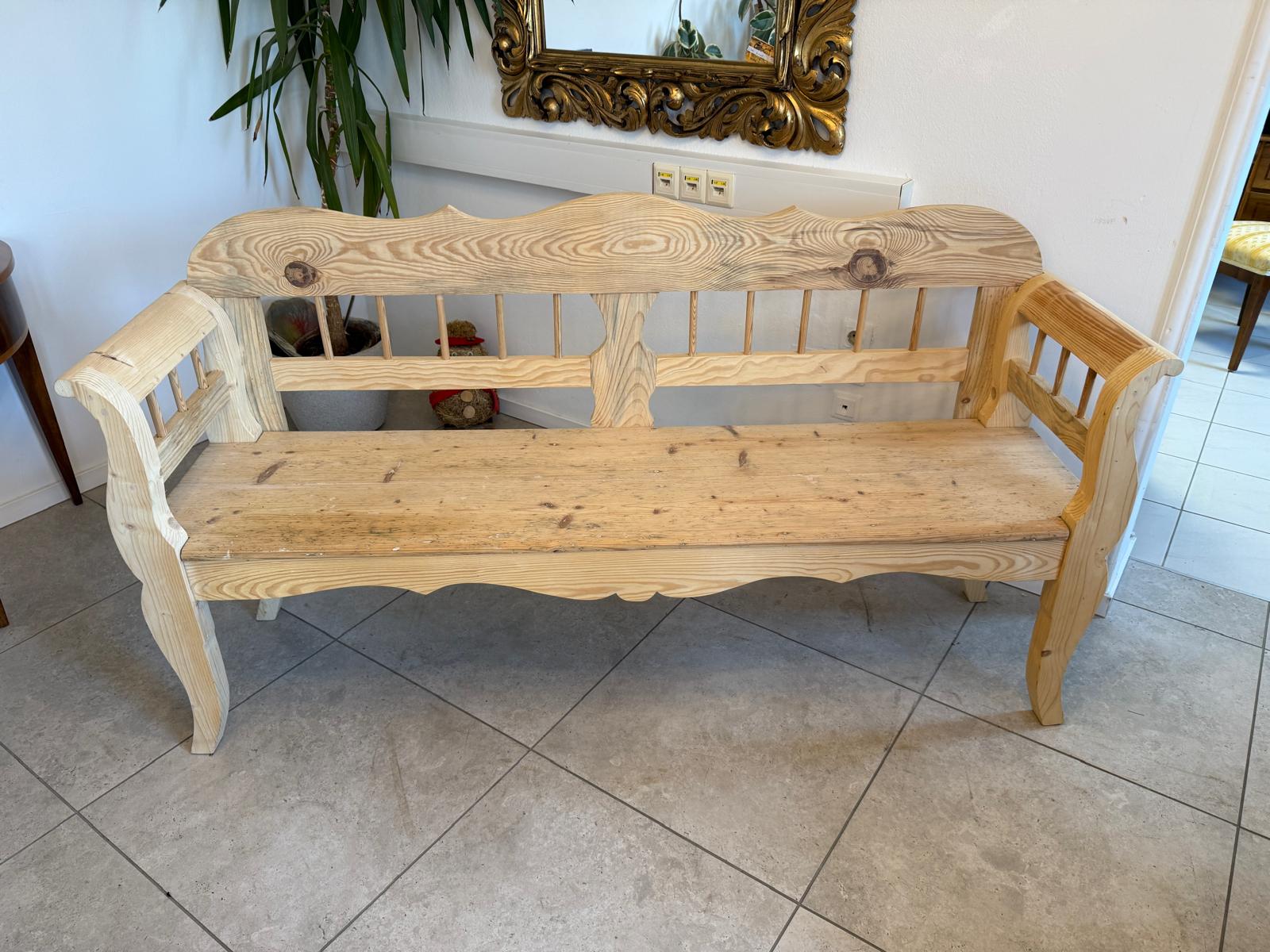 Provinzielle alte Landhausbank Küchenbank aus Holz Weichholzbank G2377