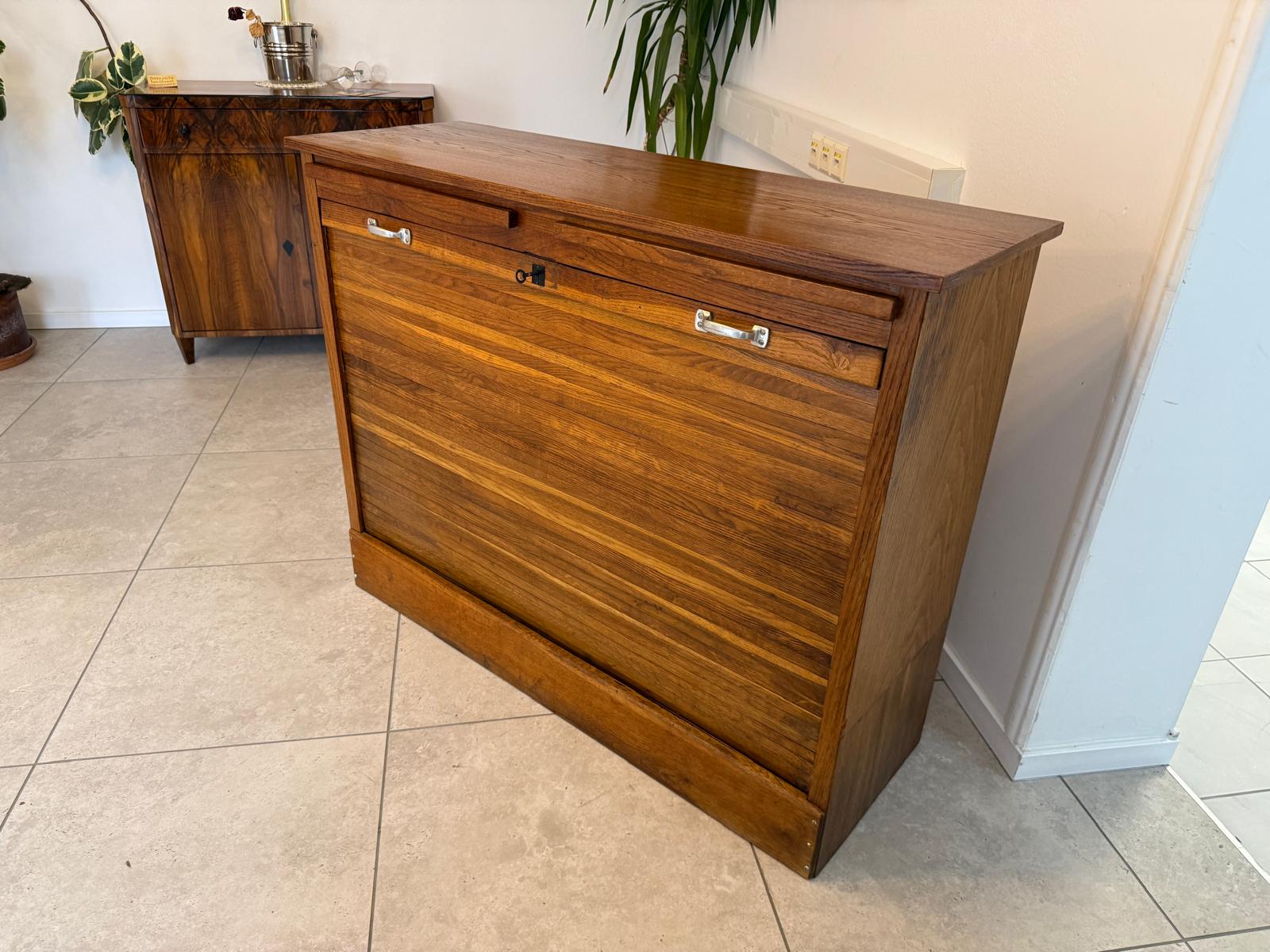 Jugendstil Rolladenschrank Antik Braun Büroschrank G2018