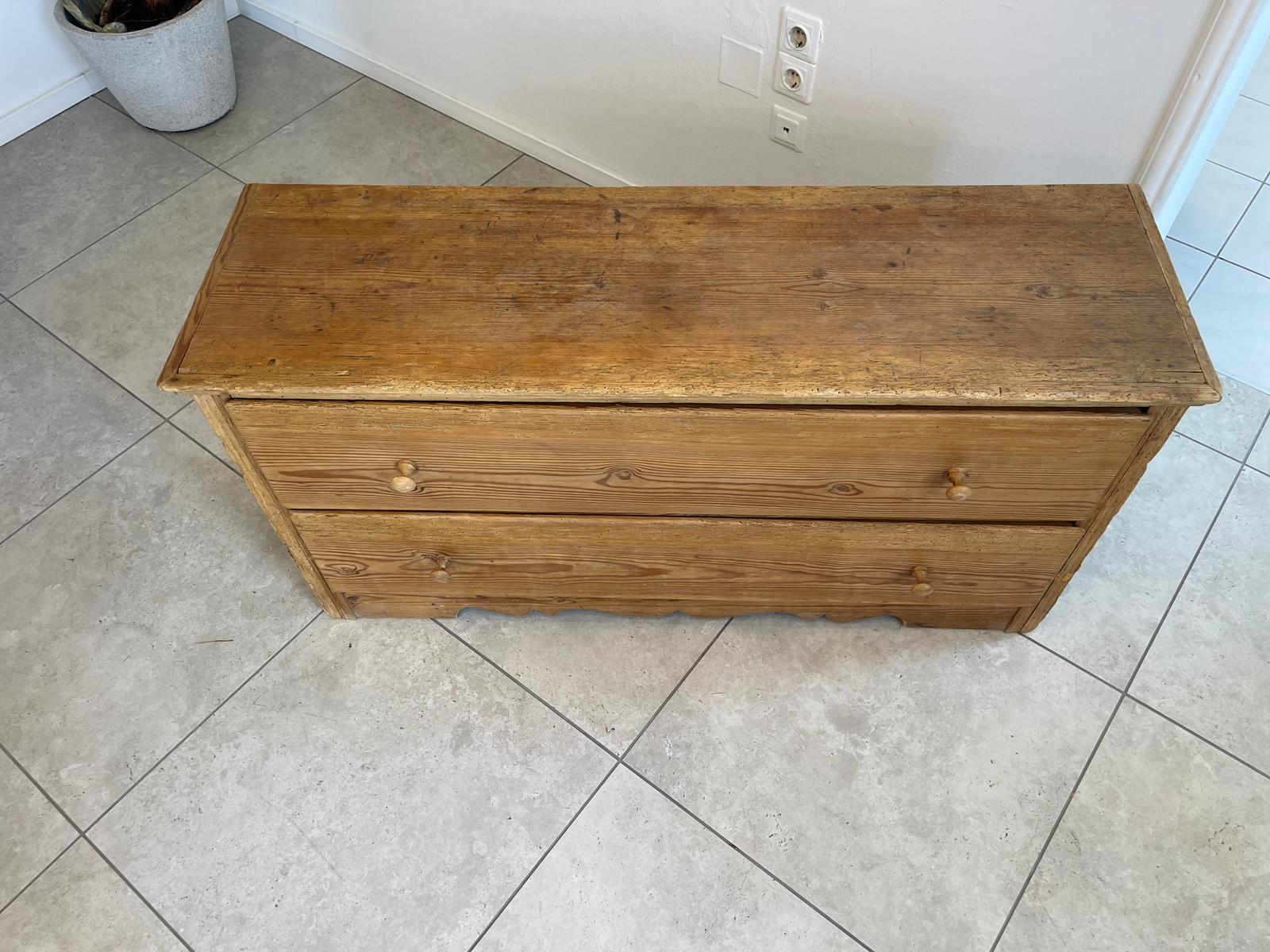 Biedermeier 2 Laden Kommode Antiquität Naturholschrank Bauernmöbel antik G1624