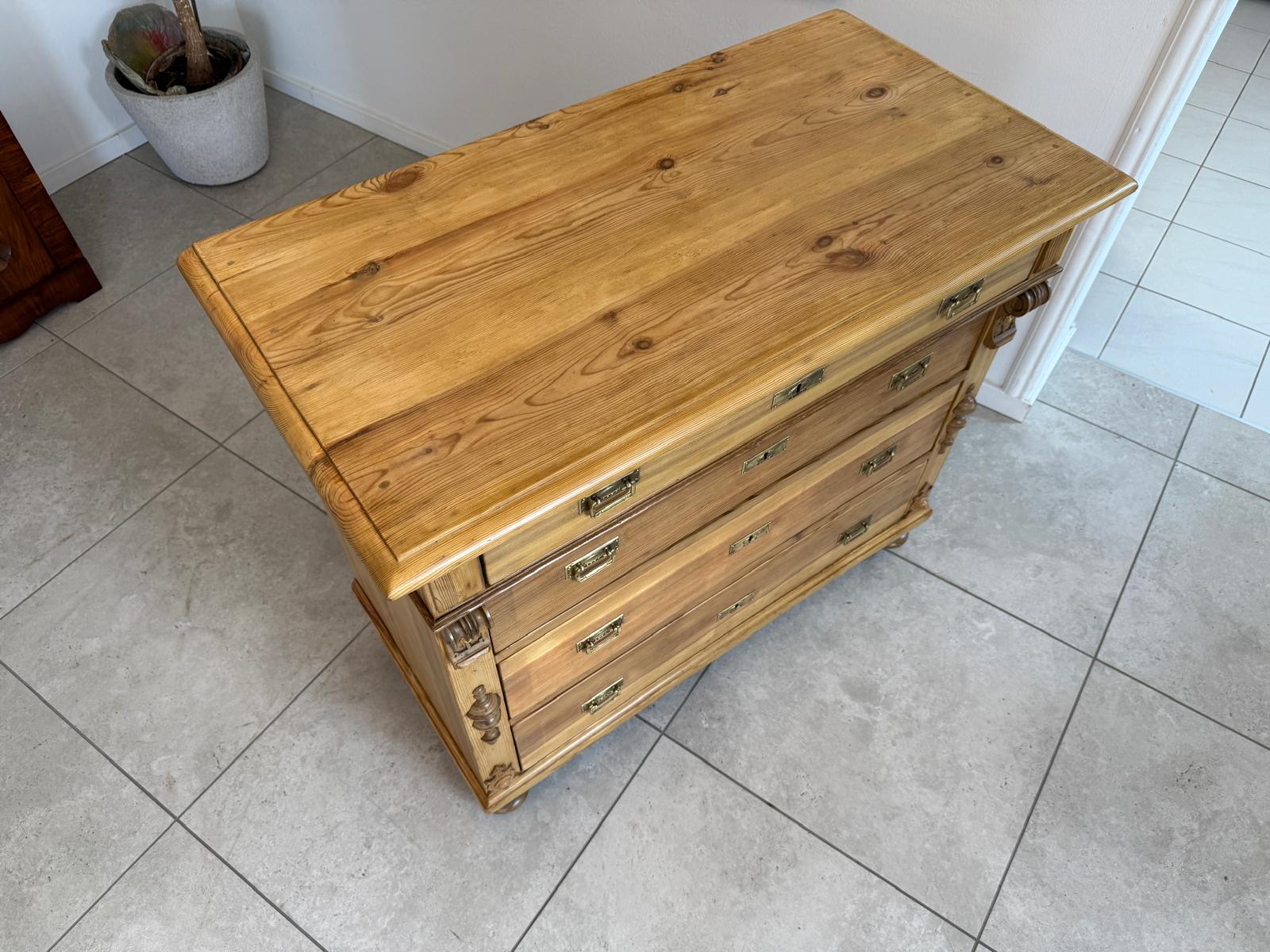 Restaurierte Gründerzeit Kommode 4 Laden Fichtenholz Bauernmöbel G1842