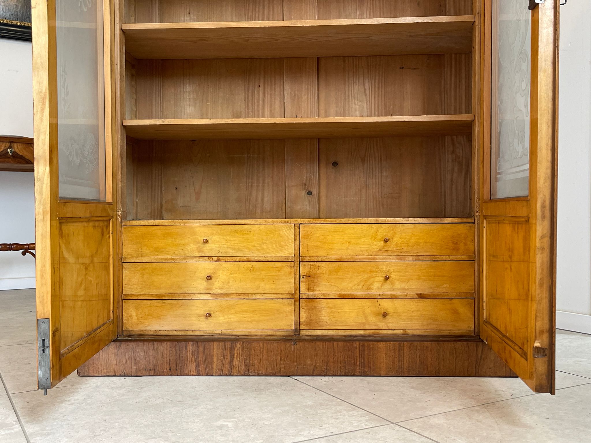 Biedermeier Bücherschrank Glasschrank Kasten G1519