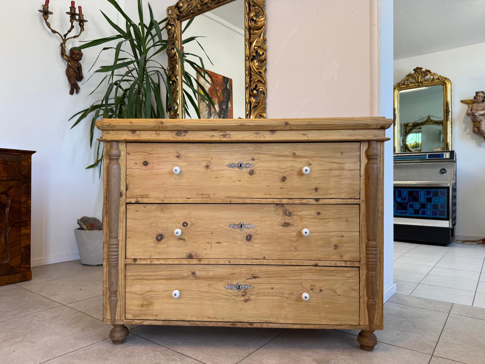 Biedermeier Kommode 3 Ladenkommode Antik Original D2408