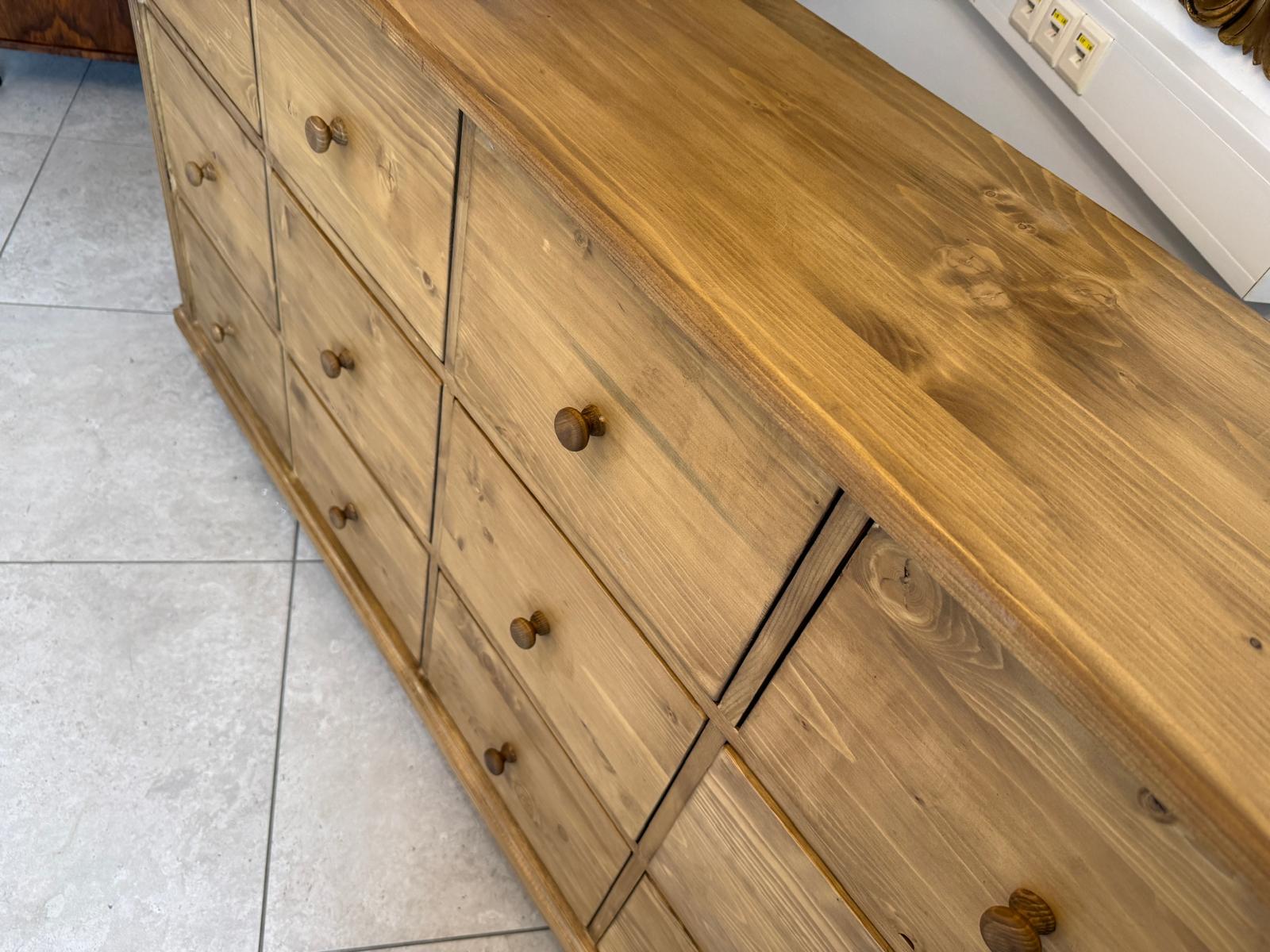 SALE Bäuerliche 12 Laden Kommode Anrichte Sideboard Weichholz D2312