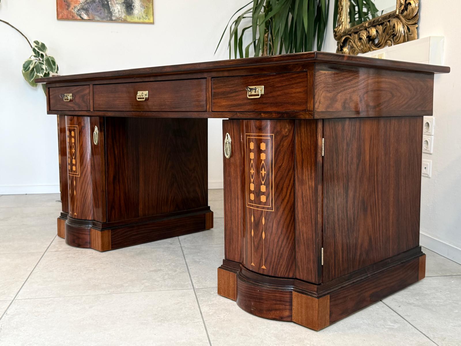 Restaurierter Jugendstil Schreibtisch Sekretär Freisteher Originalstück D2874