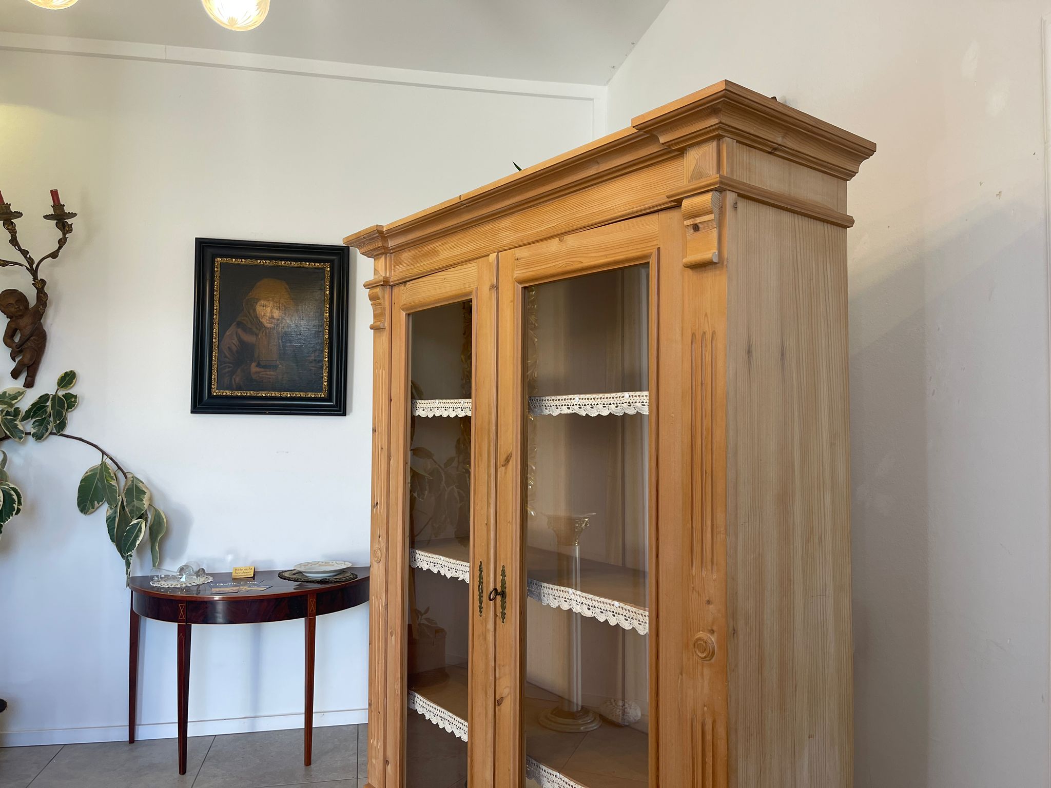 Bäuerliche Vitrine Naturholz Bücherschrank A5137