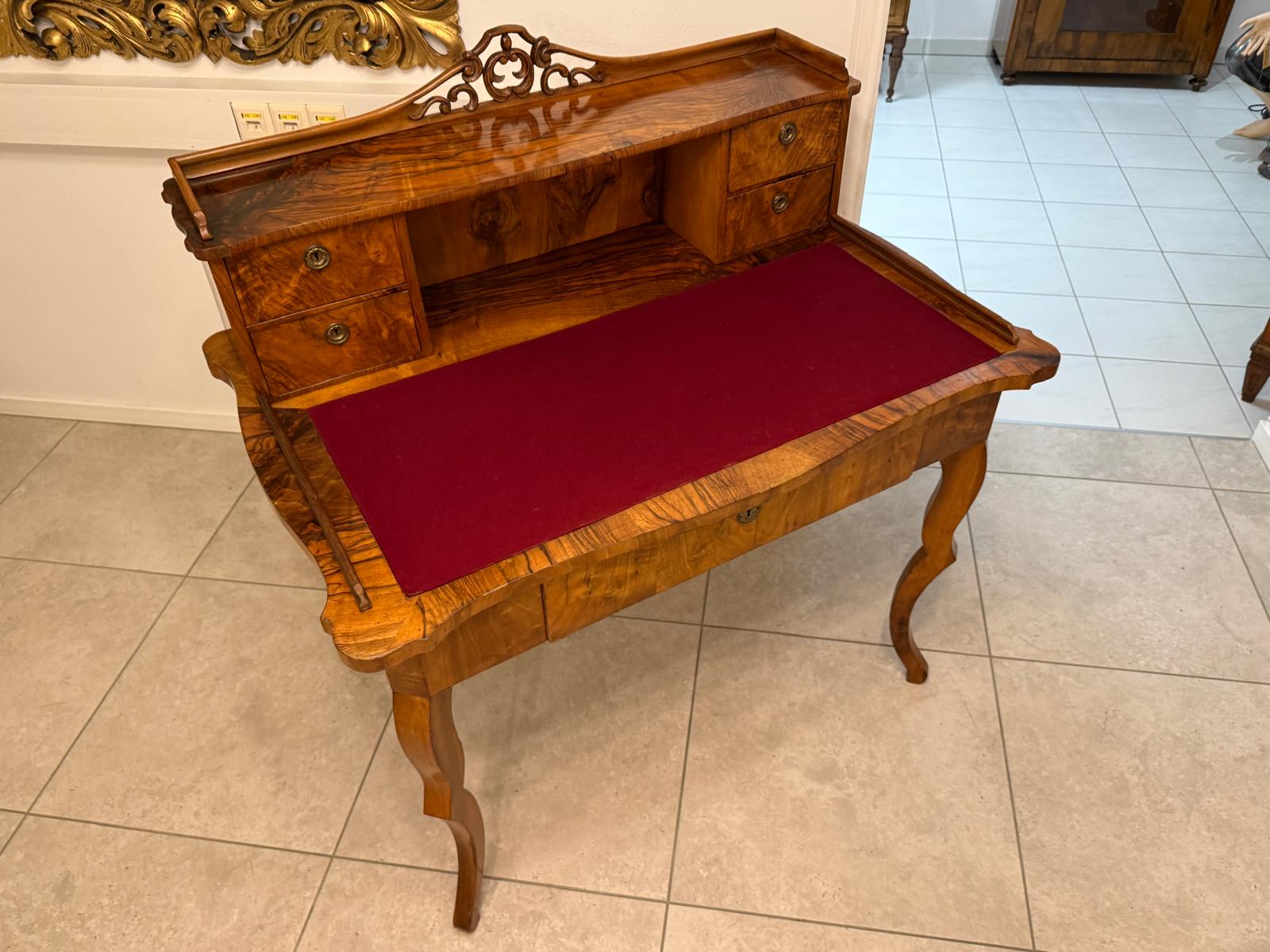 Spätbiedermeier Damen Sekretär Schreibtisch Nussholz G2261