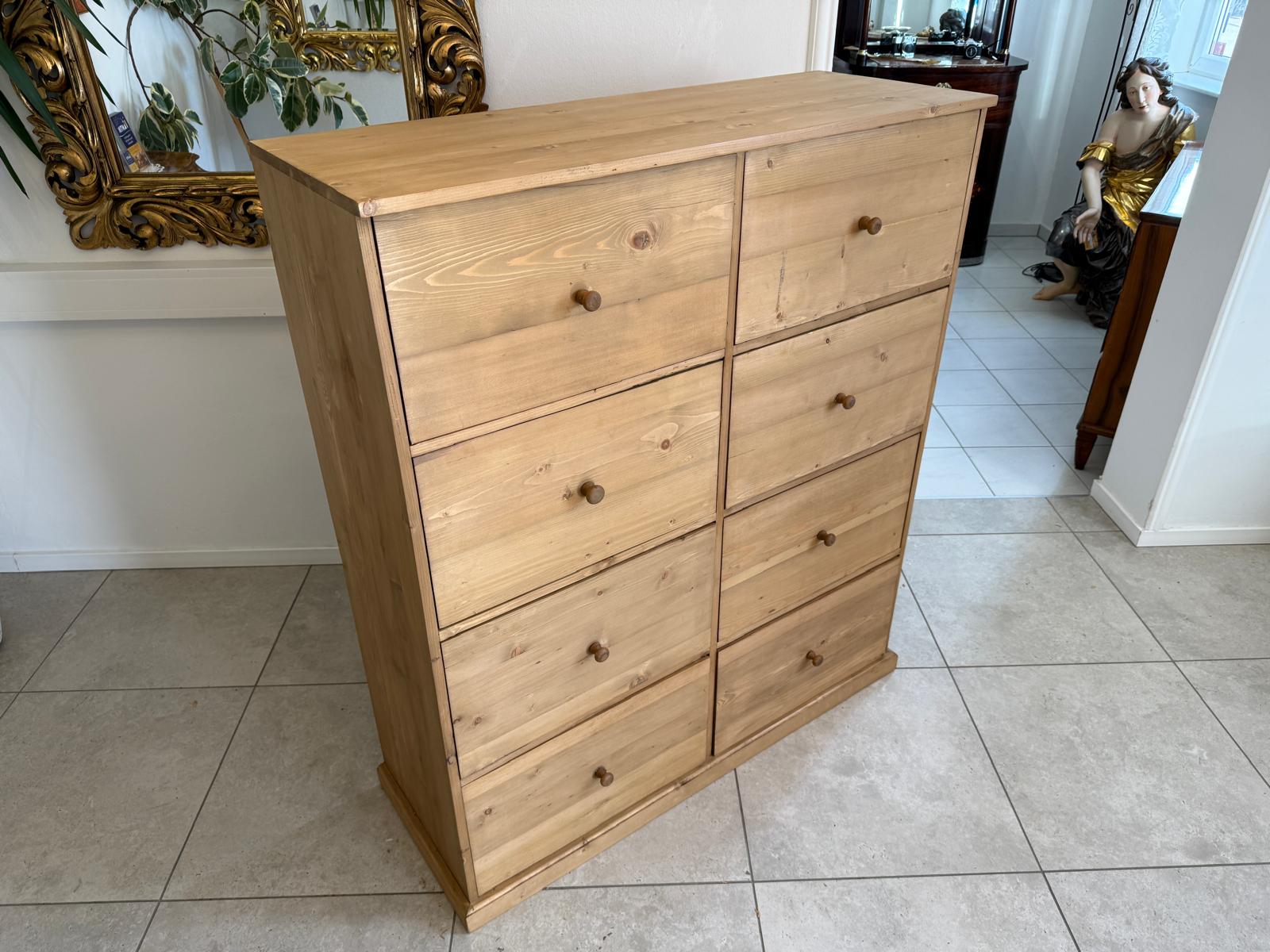 Bäuerliche 8 Ladenkommode Apothekerschrank Altholzkommode Weichholz Antik D1183