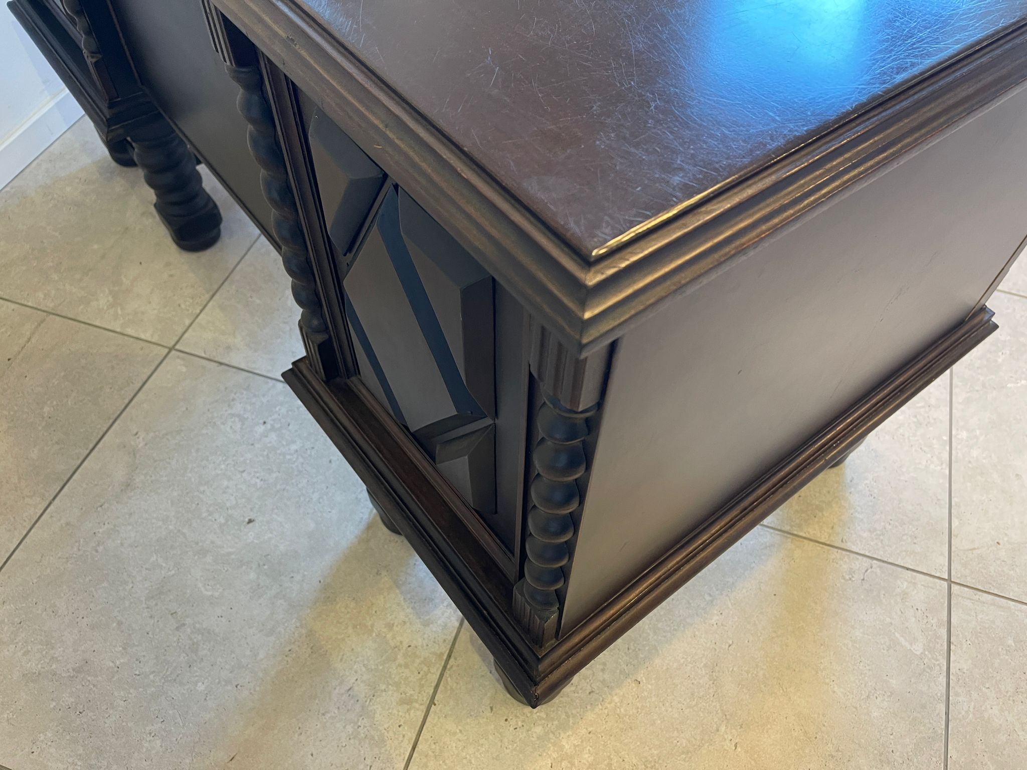 Jugendstil Schreibtisch Sekretär Freisteher Schwarz A5489